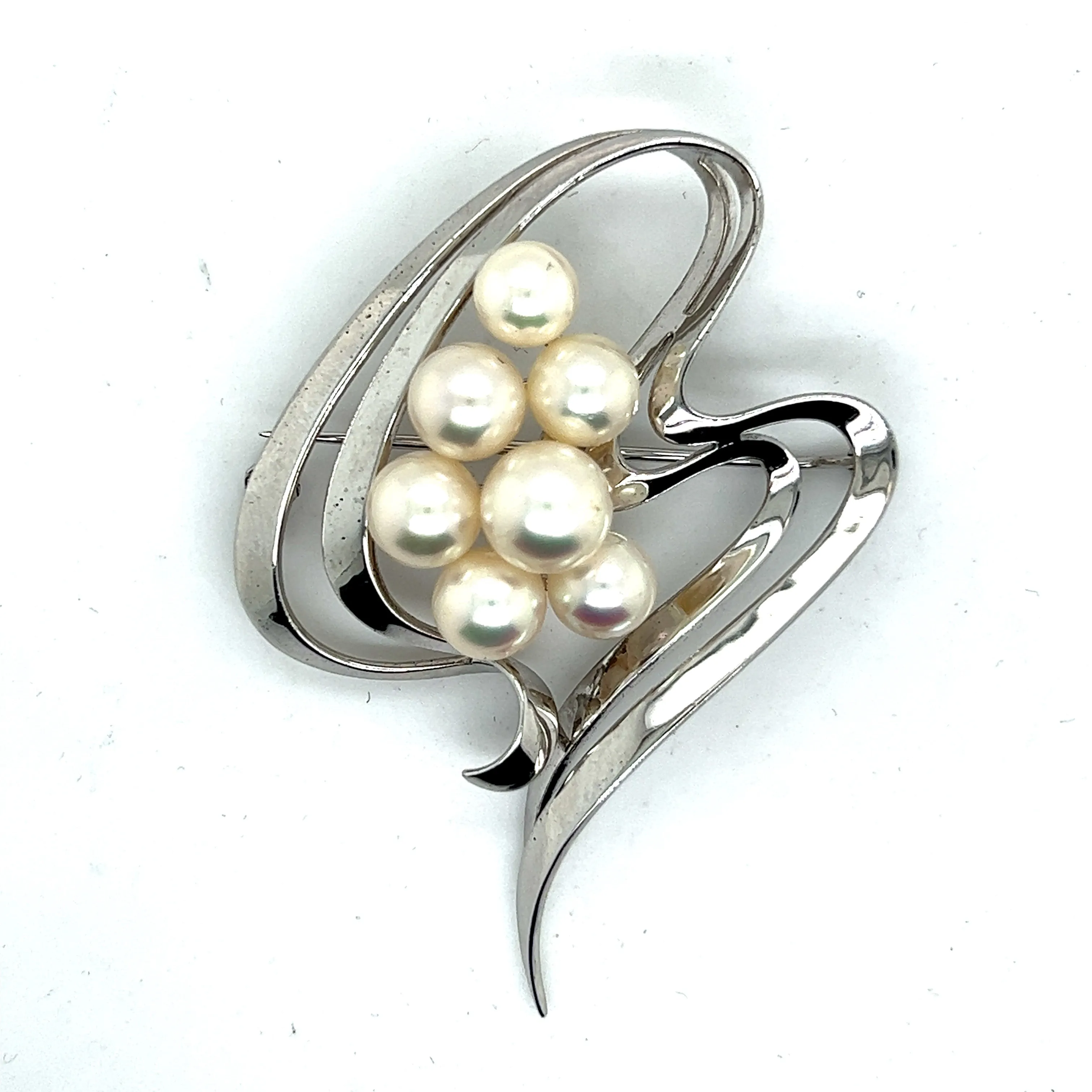 Mikimoto Estate Akoya Pearl Brooch Pin Sterling Silver 8 mm M294