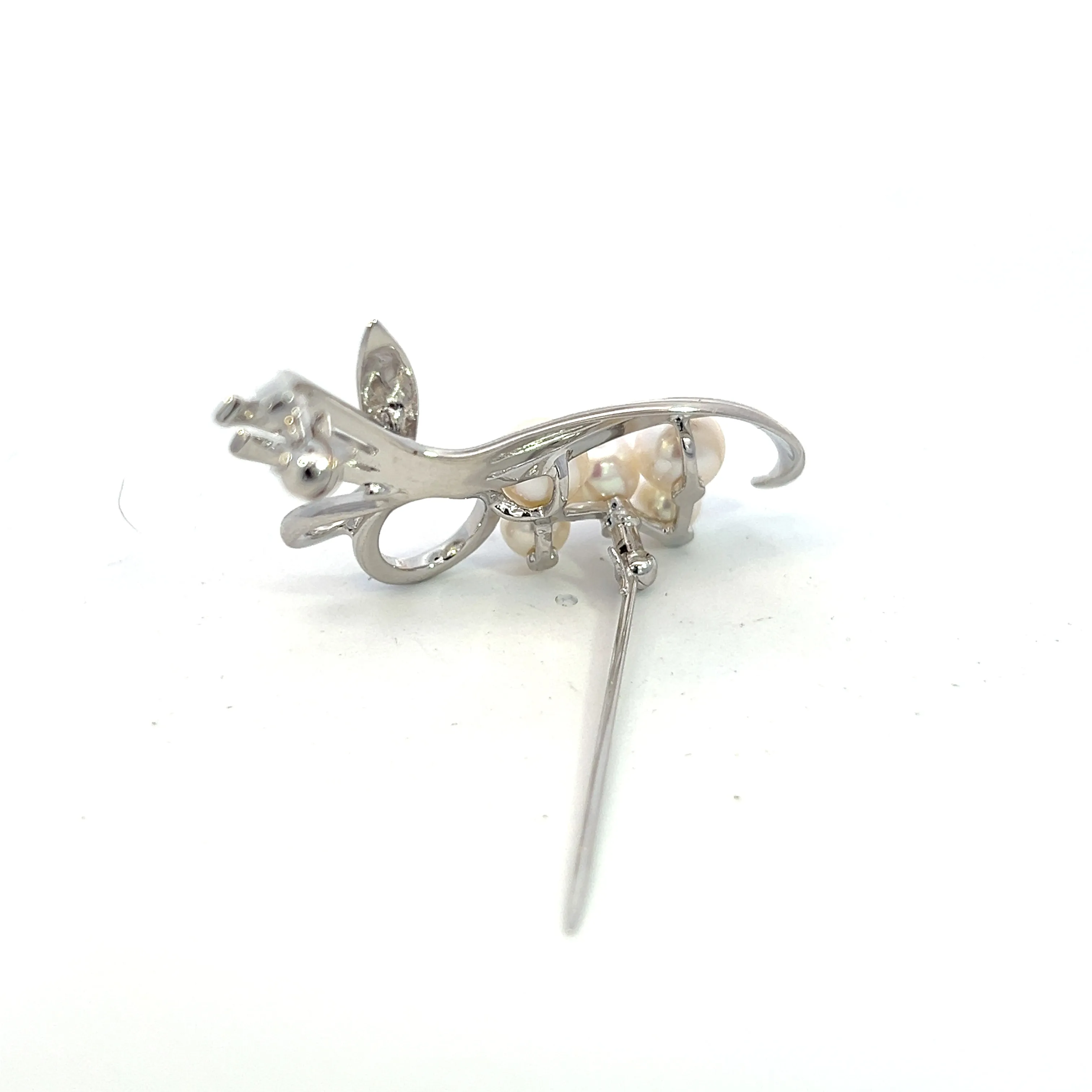 Mikimoto Estate Akoya Pearl Brooch Silver 6.50 mm M372