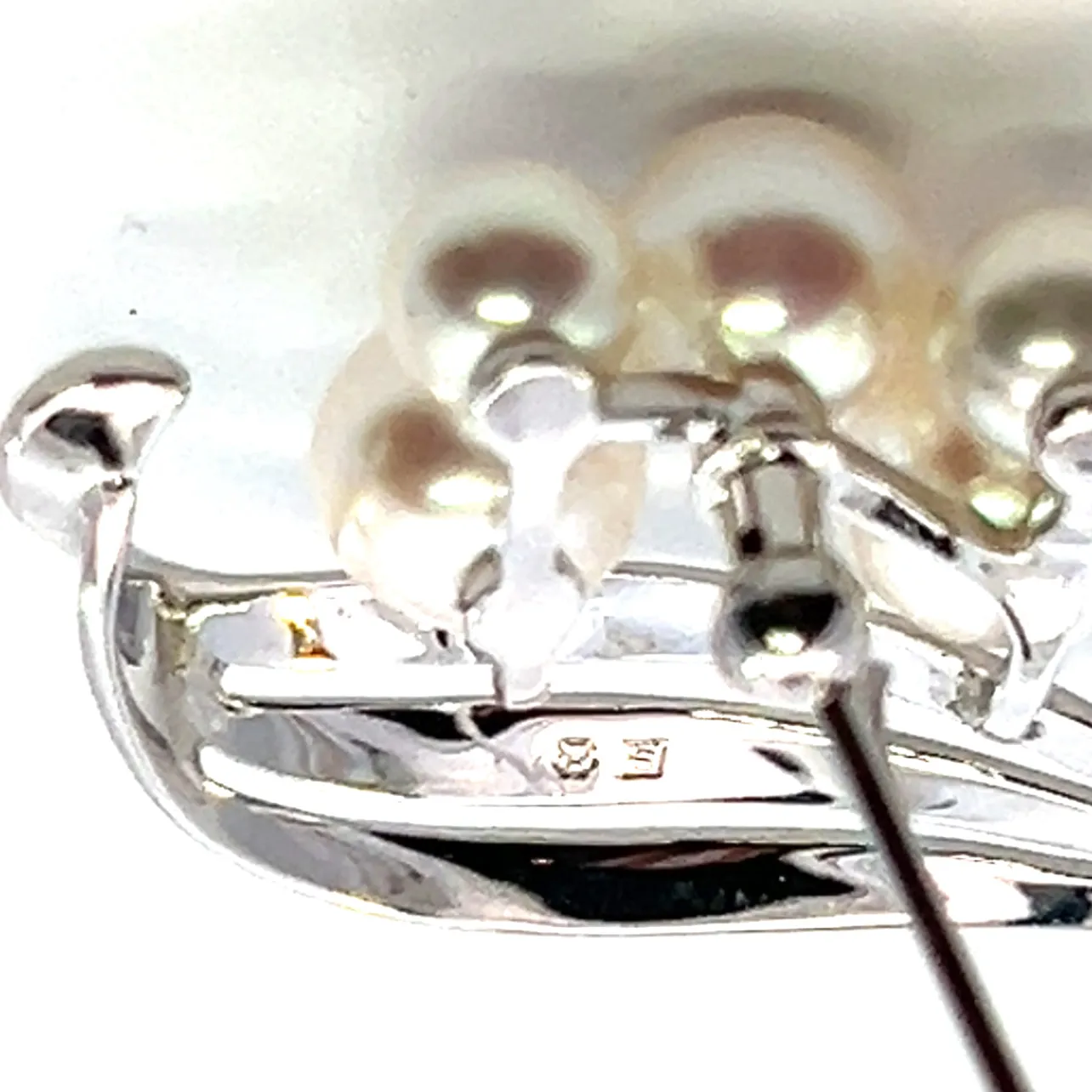 Mikimoto Estate Akoya Pearl Brooch Silver 6.50 mm M372