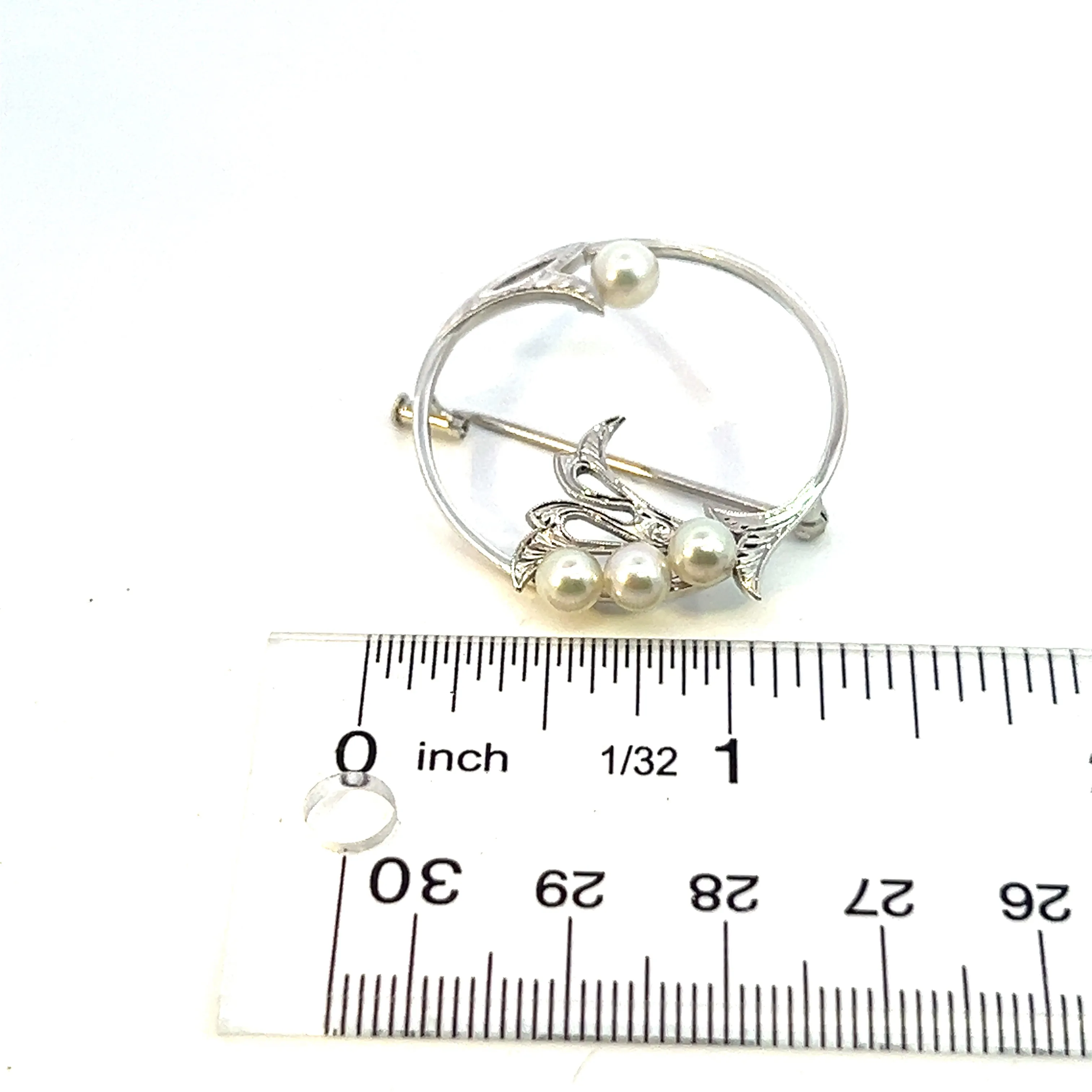 Mikimoto Estate Akoya Pearl Brooch Sterling Silver 5 mm M342