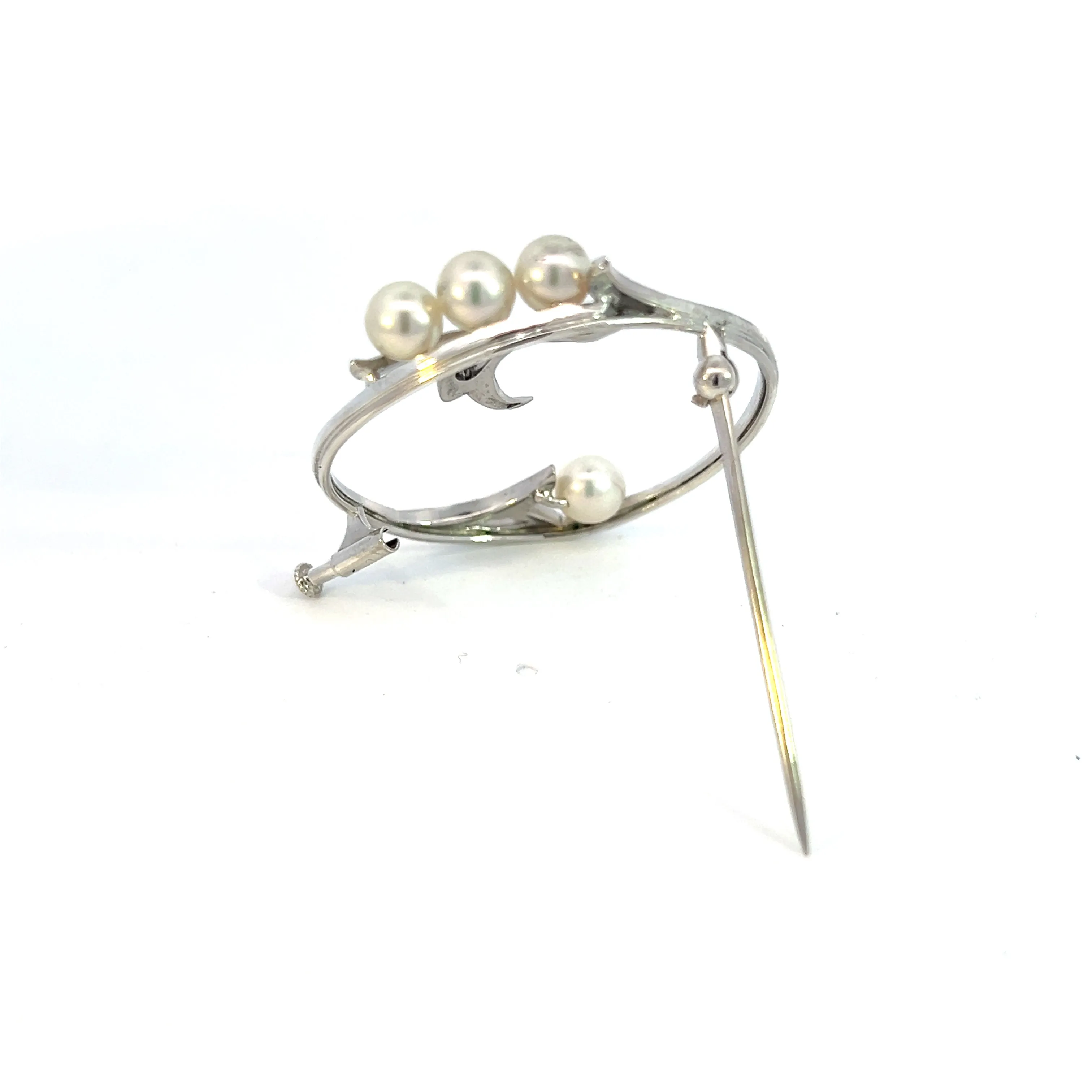 Mikimoto Estate Akoya Pearl Brooch Sterling Silver 5 mm M342