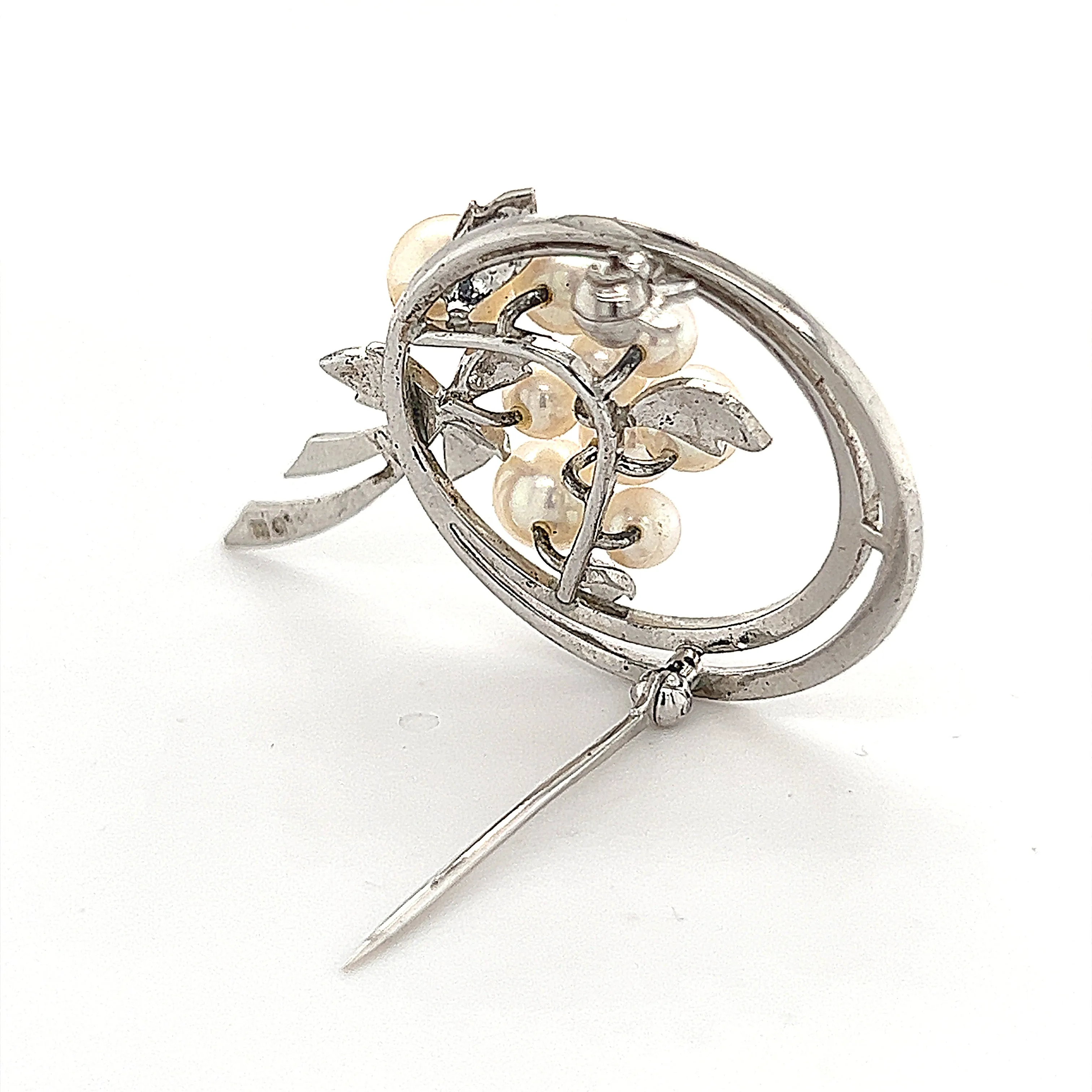 Mikimoto Estate Akoya Pearl Brooch Sterling Silver 6.25 mm 6.8g M245