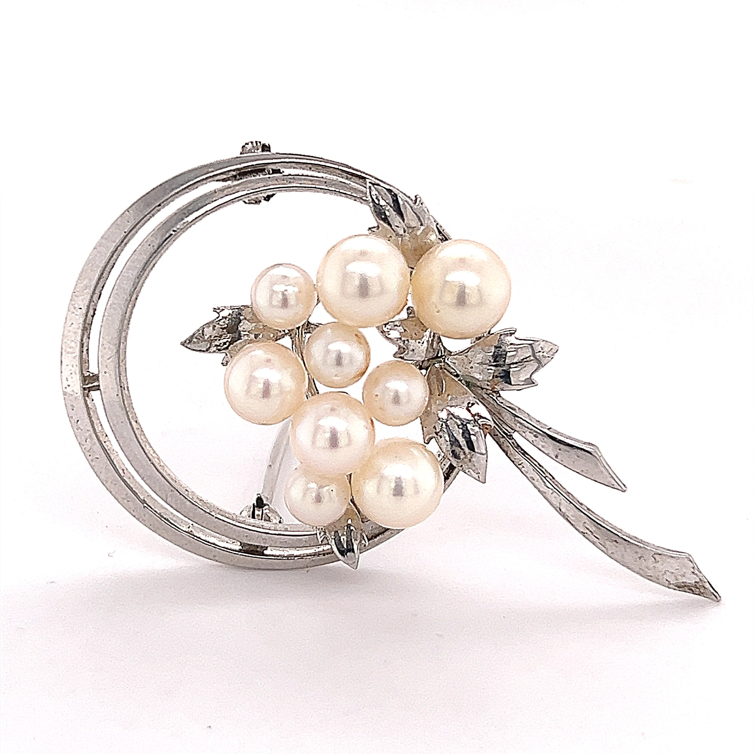 Mikimoto Estate Akoya Pearl Brooch Sterling Silver 6.25 mm 6.8g M245