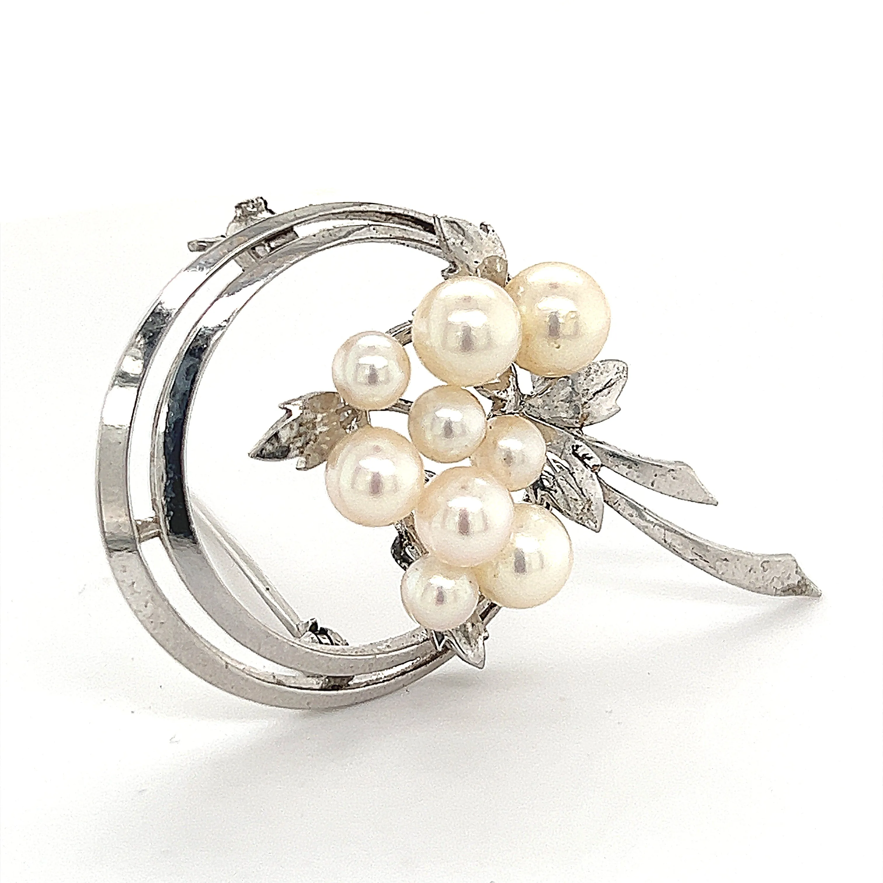 Mikimoto Estate Akoya Pearl Brooch Sterling Silver 6.25 mm 6.8g M245