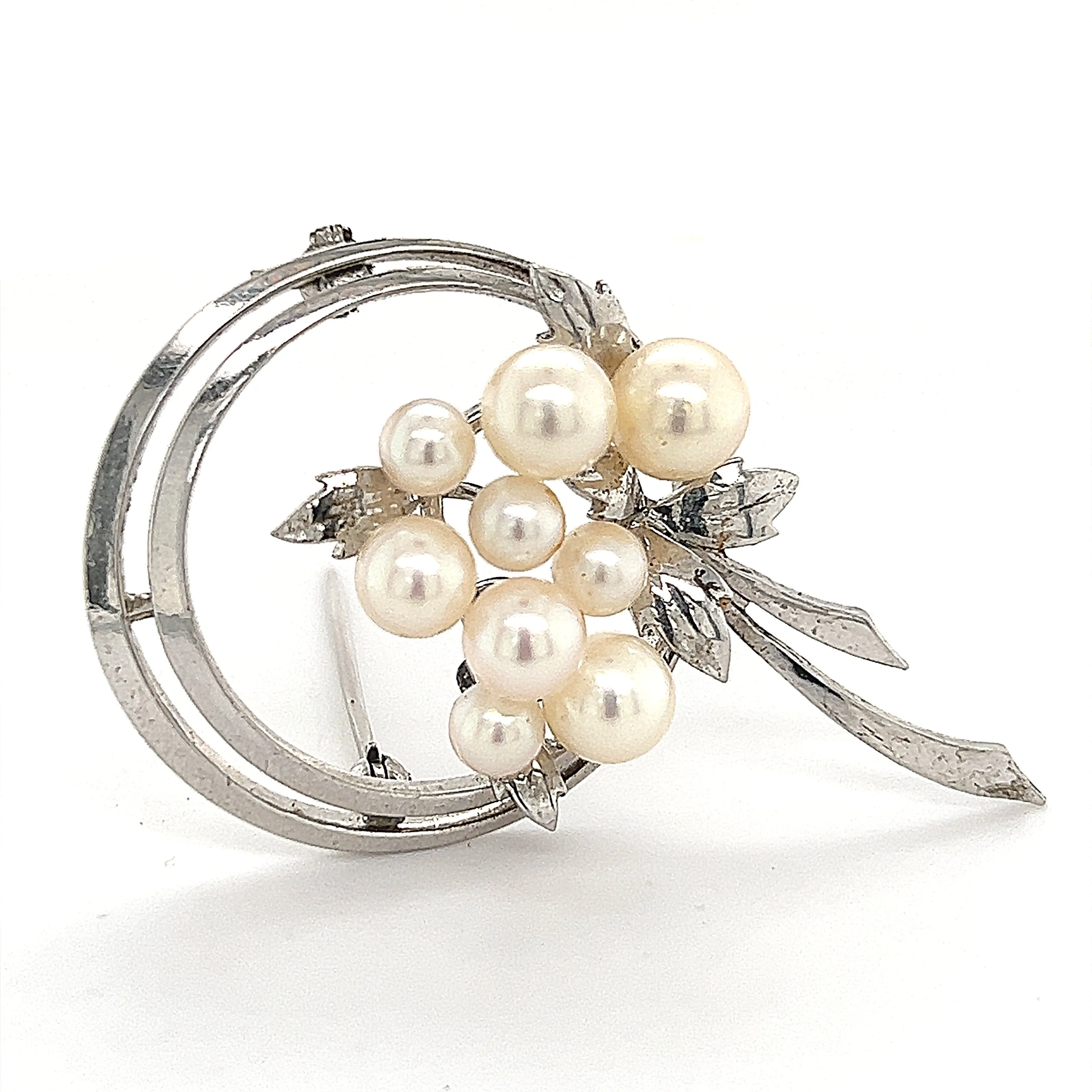 Mikimoto Estate Akoya Pearl Brooch Sterling Silver 6.25 mm 6.8g M245