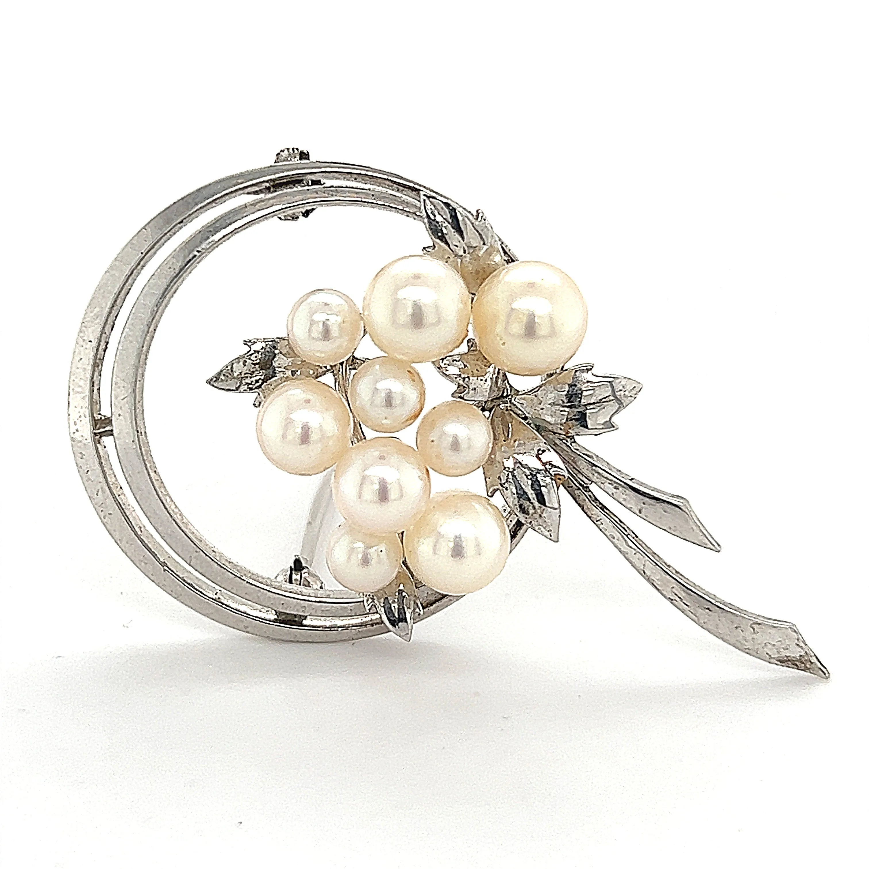 Mikimoto Estate Akoya Pearl Brooch Sterling Silver 6.25 mm 6.8g M245