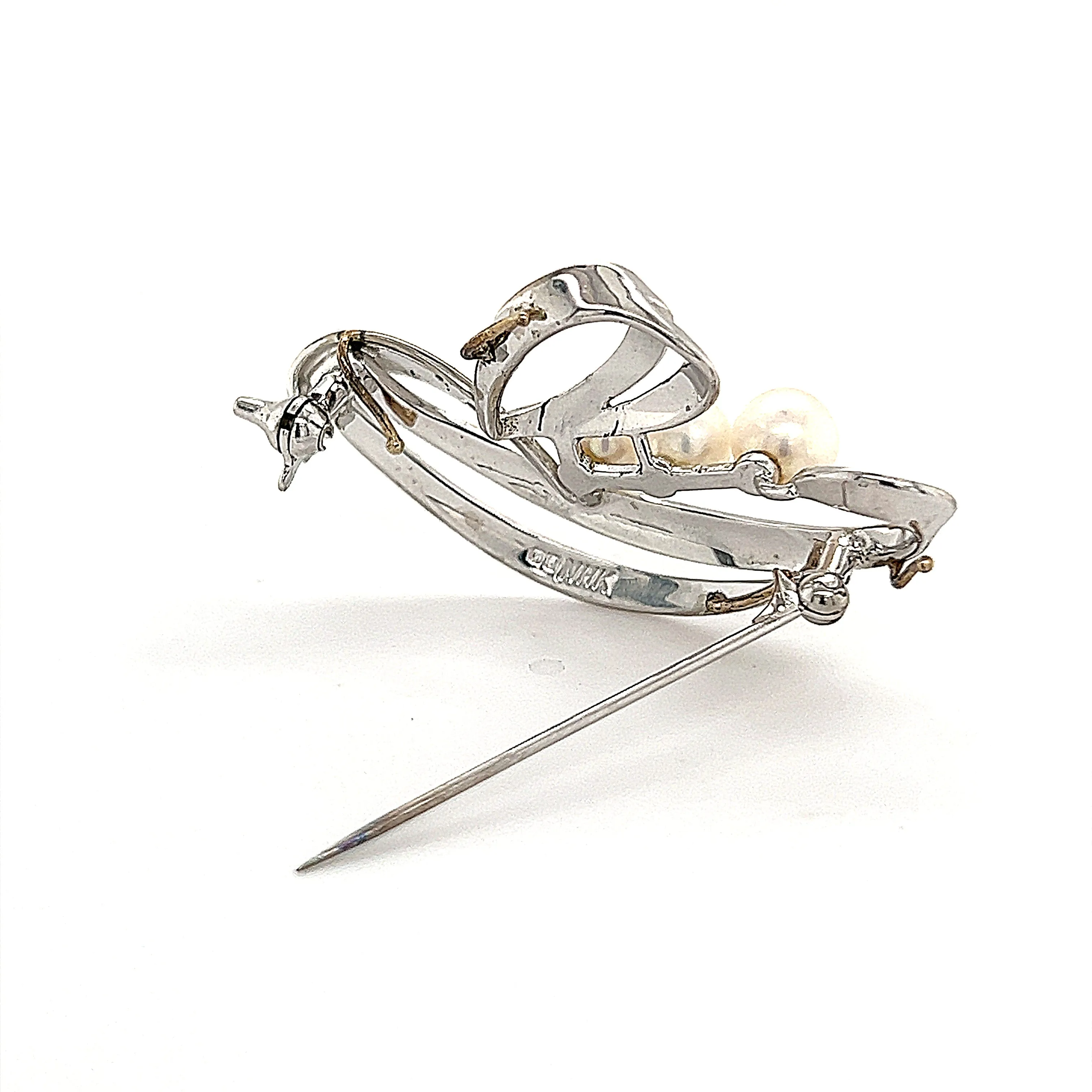 Mikimoto Estate Akoya Pearl Brooch Sterling Silver 6.5 mm 5 Grams M240