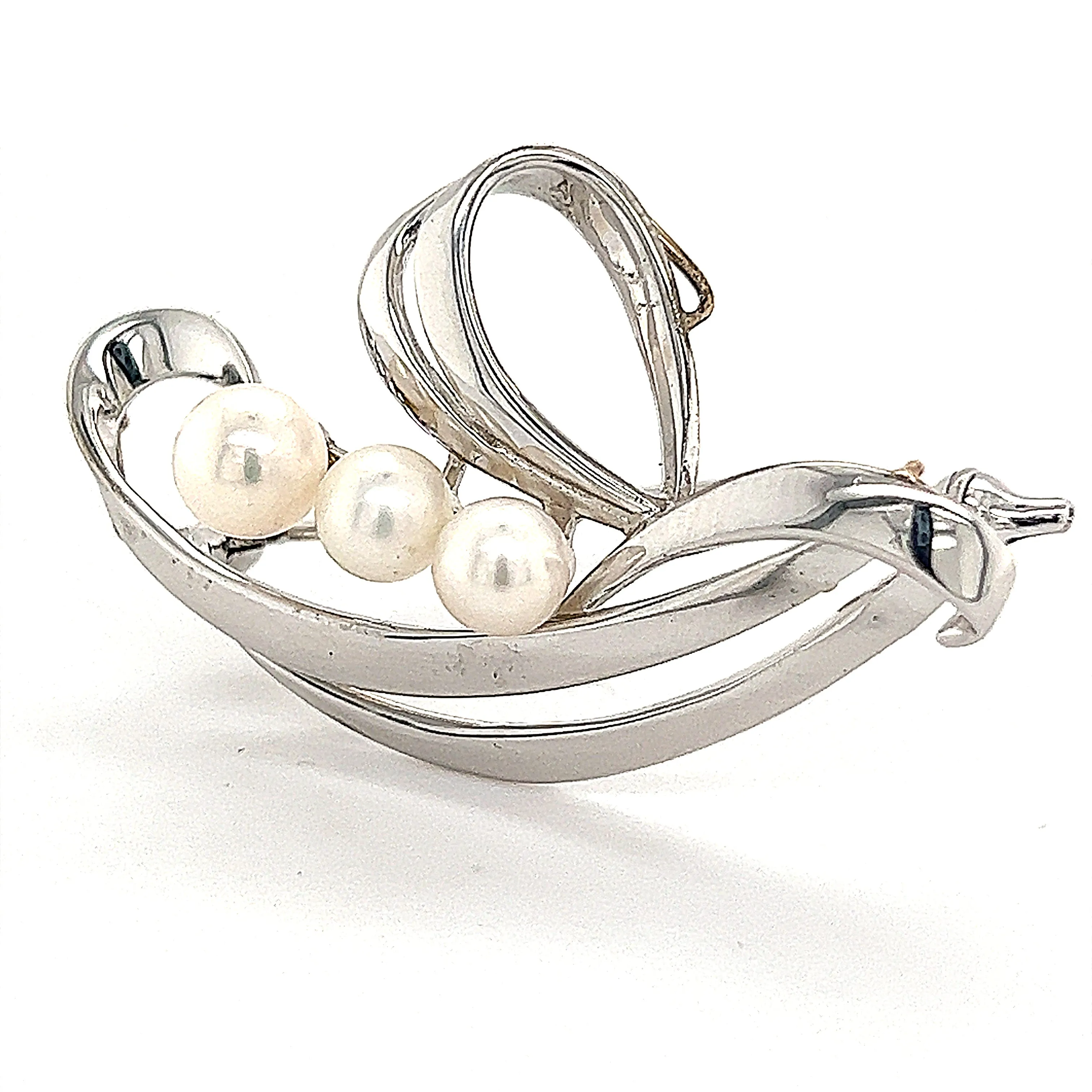 Mikimoto Estate Akoya Pearl Brooch Sterling Silver 6.5 mm 5 Grams M240