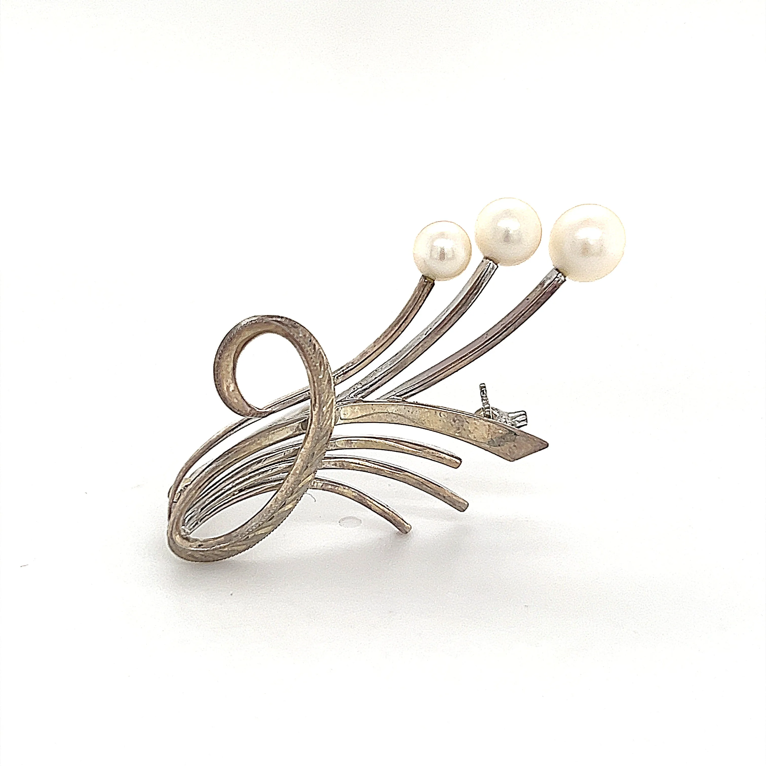 Mikimoto Estate Akoya Pearl Brooch Sterling Silver 6.5 mm 5 Grams M241