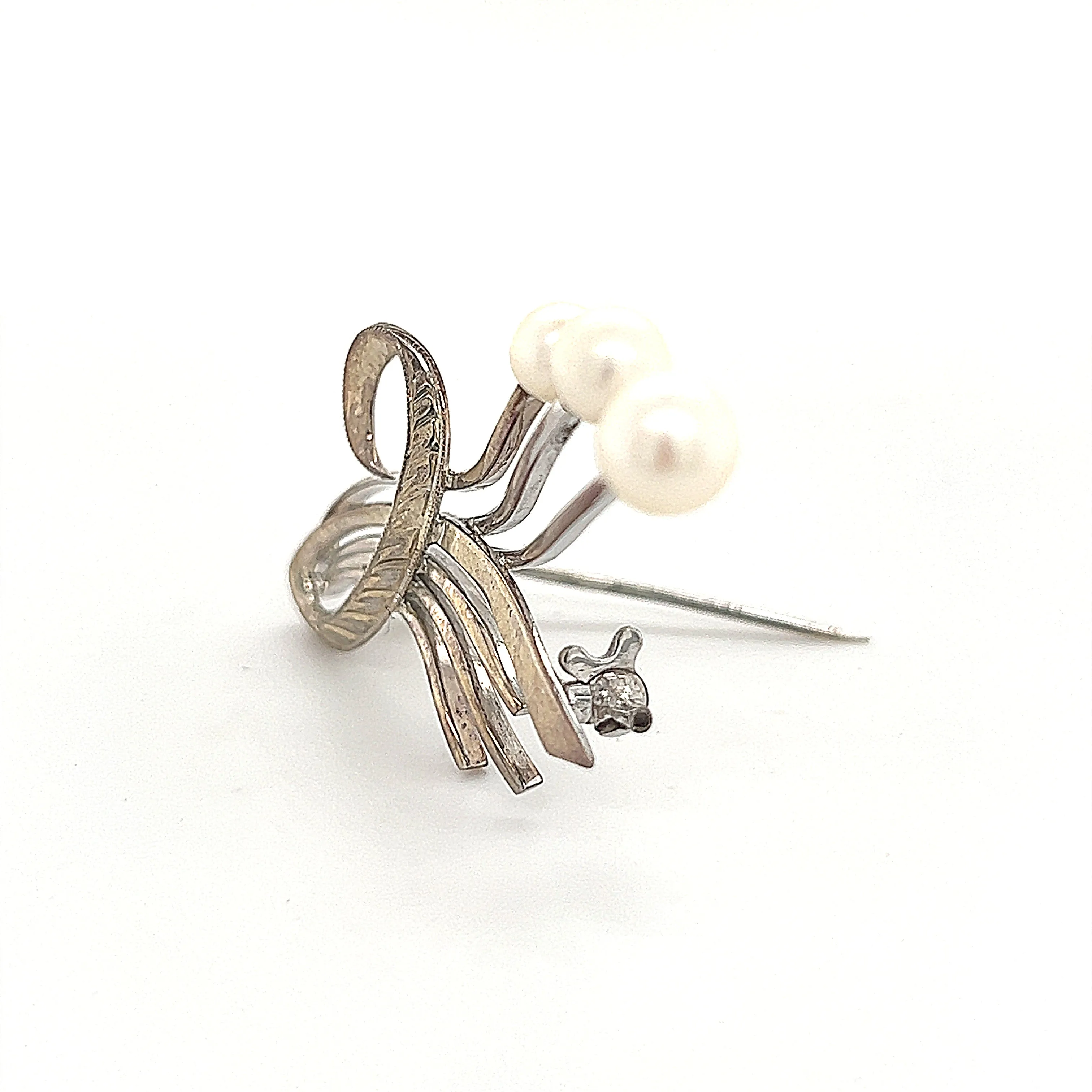 Mikimoto Estate Akoya Pearl Brooch Sterling Silver 6.5 mm 5 Grams M241