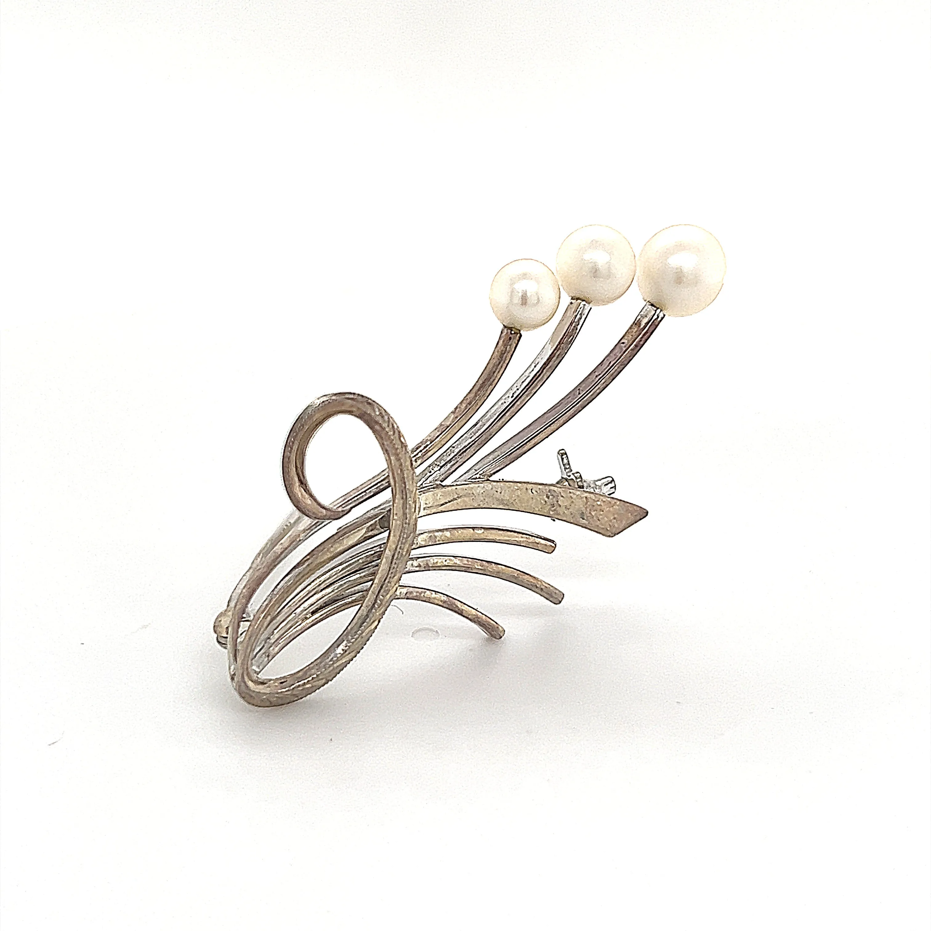 Mikimoto Estate Akoya Pearl Brooch Sterling Silver 6.5 mm 5 Grams M241