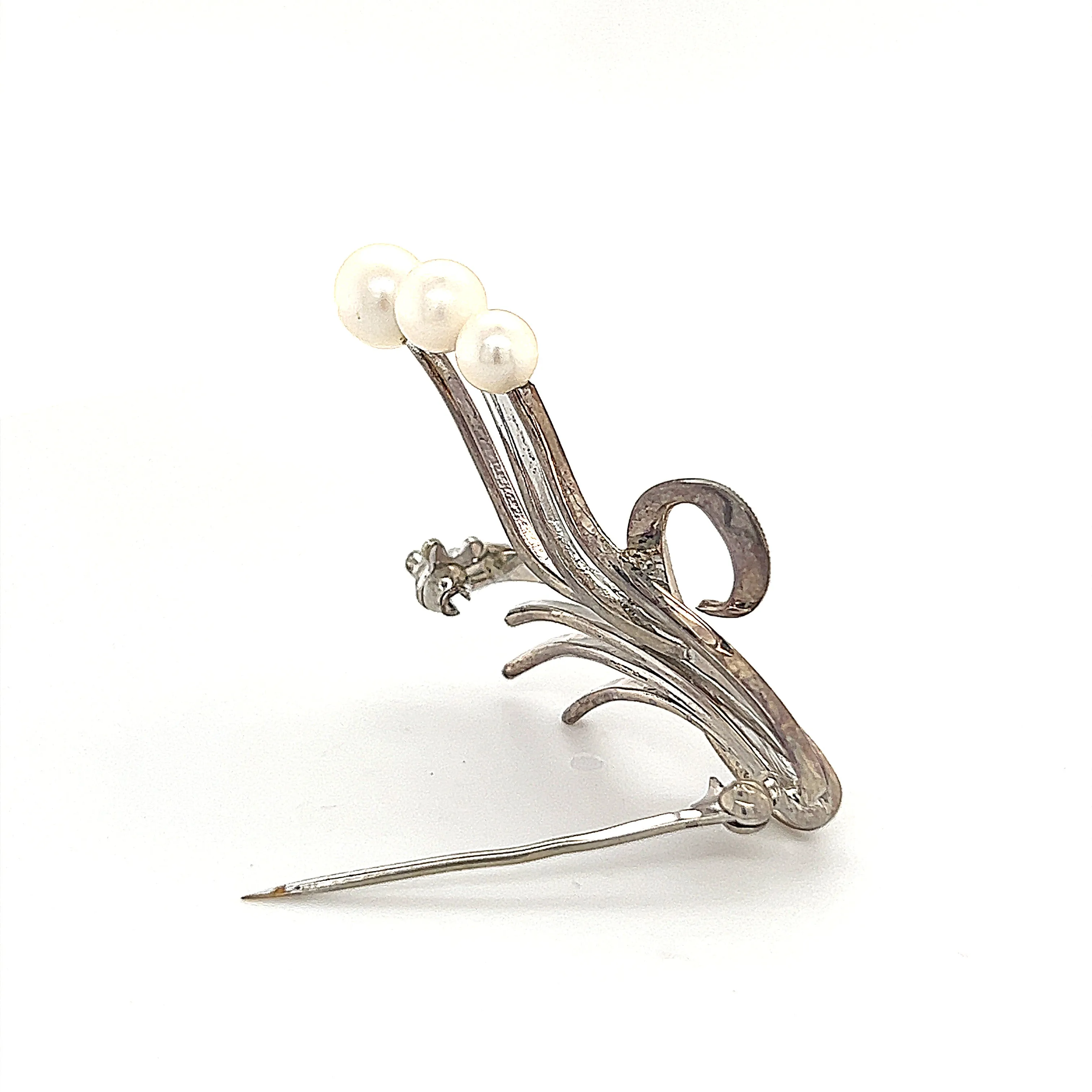 Mikimoto Estate Akoya Pearl Brooch Sterling Silver 6.5 mm 5 Grams M241