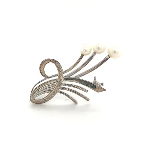 Mikimoto Estate Akoya Pearl Brooch Sterling Silver 6.5 mm 5 Grams M241