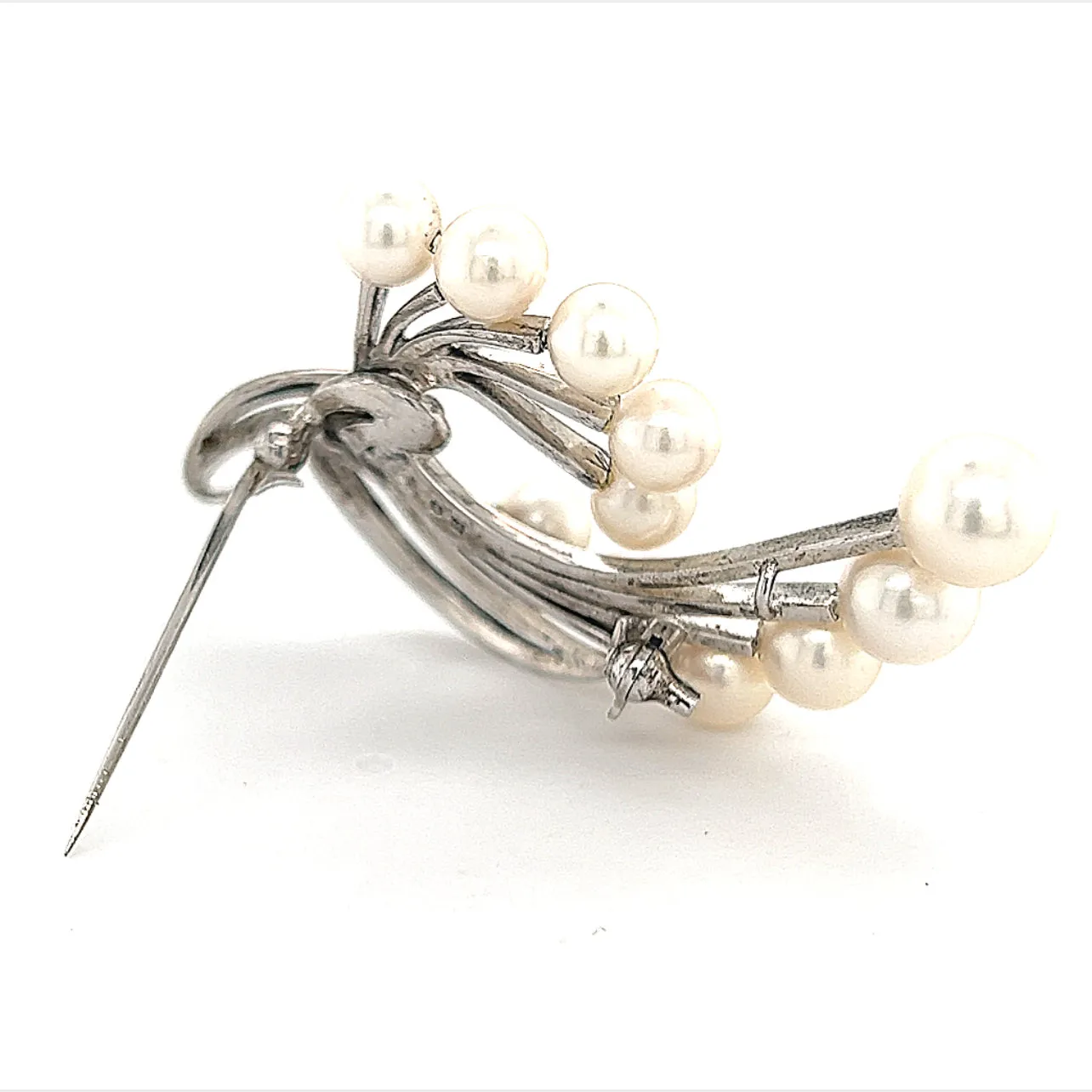 Mikimoto Estate Akoya Pearl Brooch Sterling Silver 6.6 mm 10.3g M243