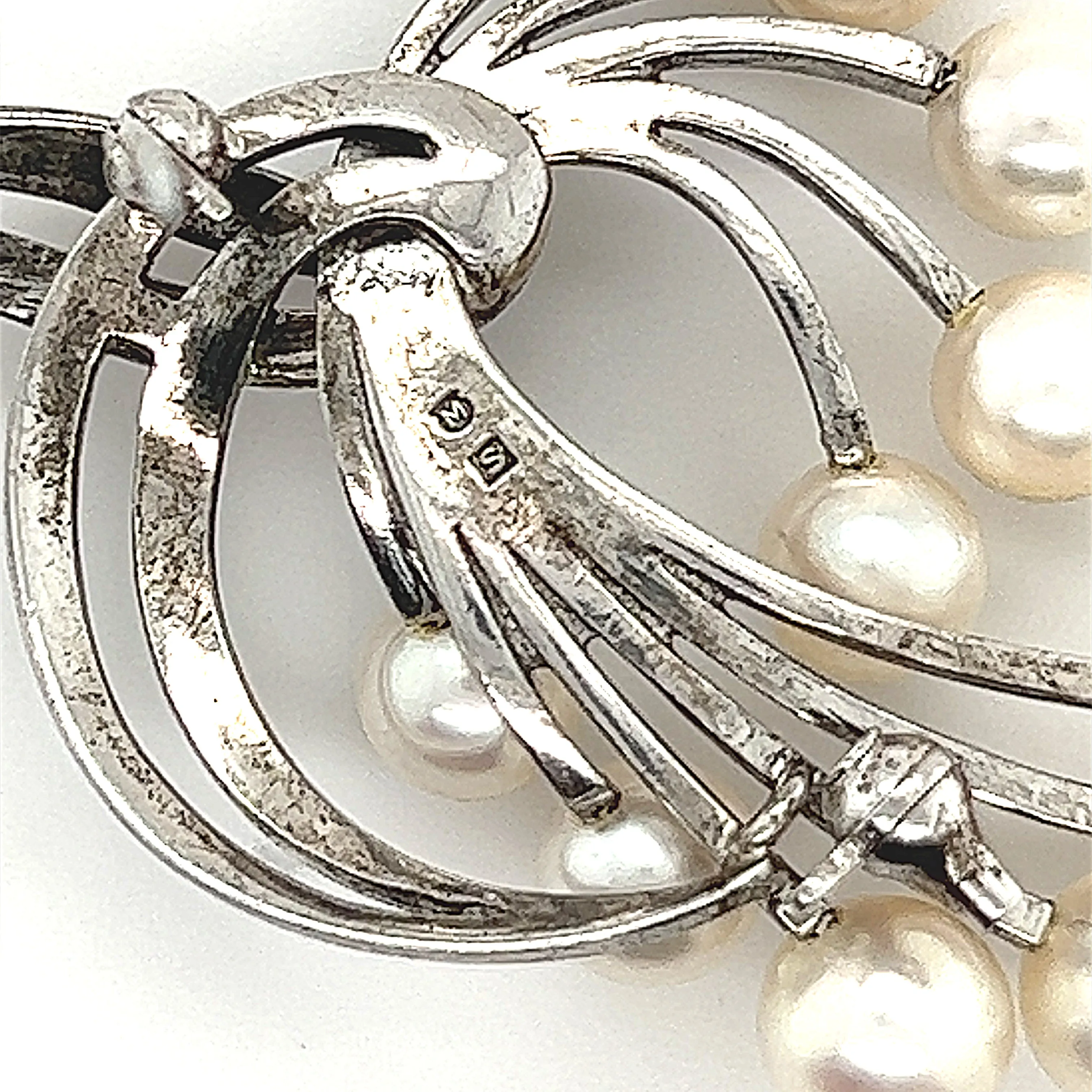 Mikimoto Estate Akoya Pearl Brooch Sterling Silver 6.6 mm 10.3g M243