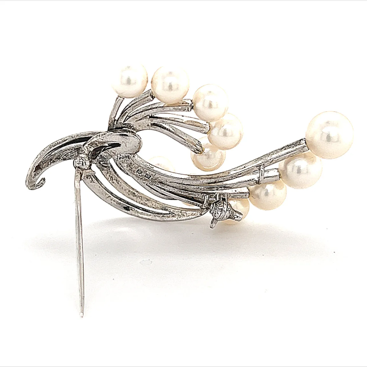 Mikimoto Estate Akoya Pearl Brooch Sterling Silver 6.6 mm 10.3g M243
