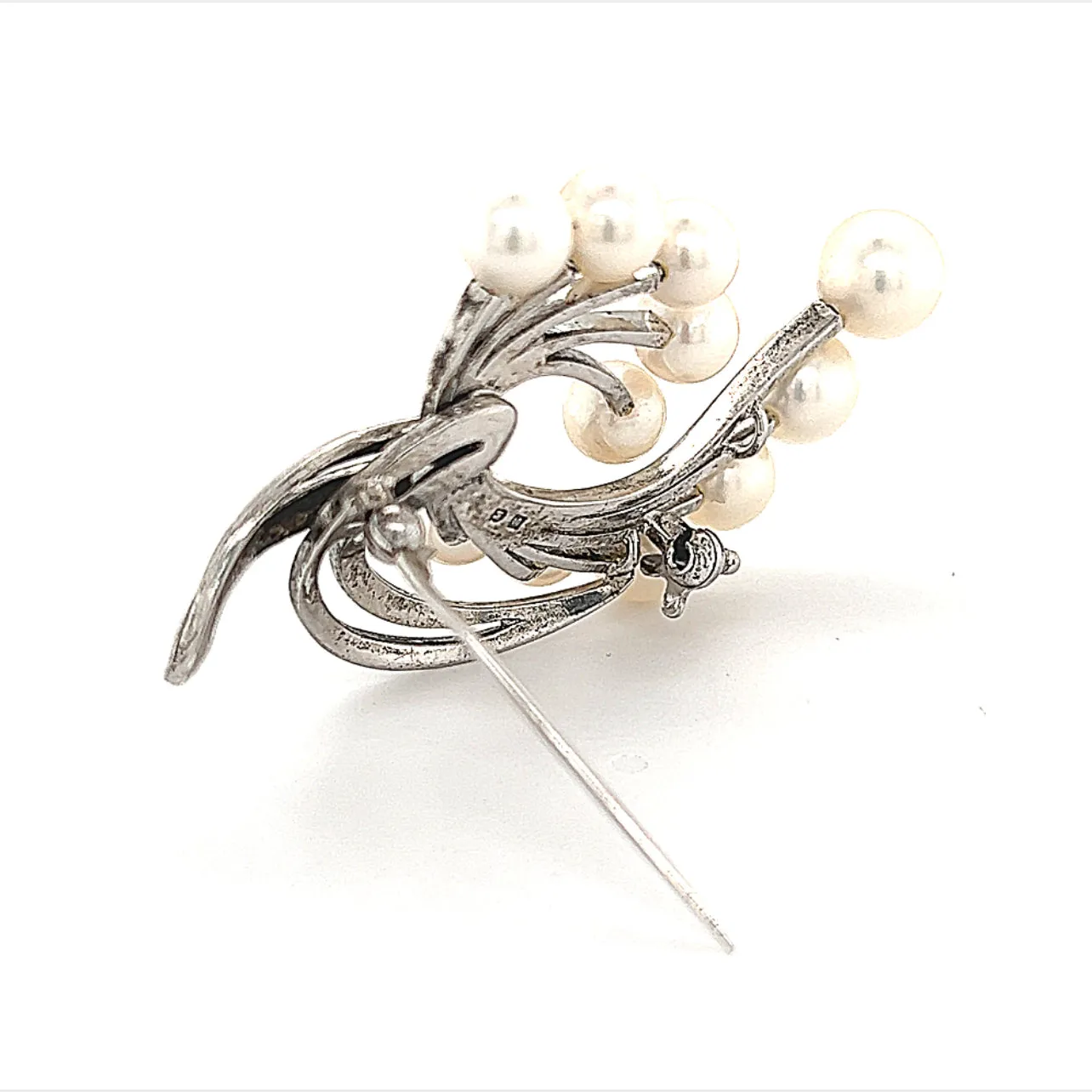 Mikimoto Estate Akoya Pearl Brooch Sterling Silver 6.6 mm 10.3g M243