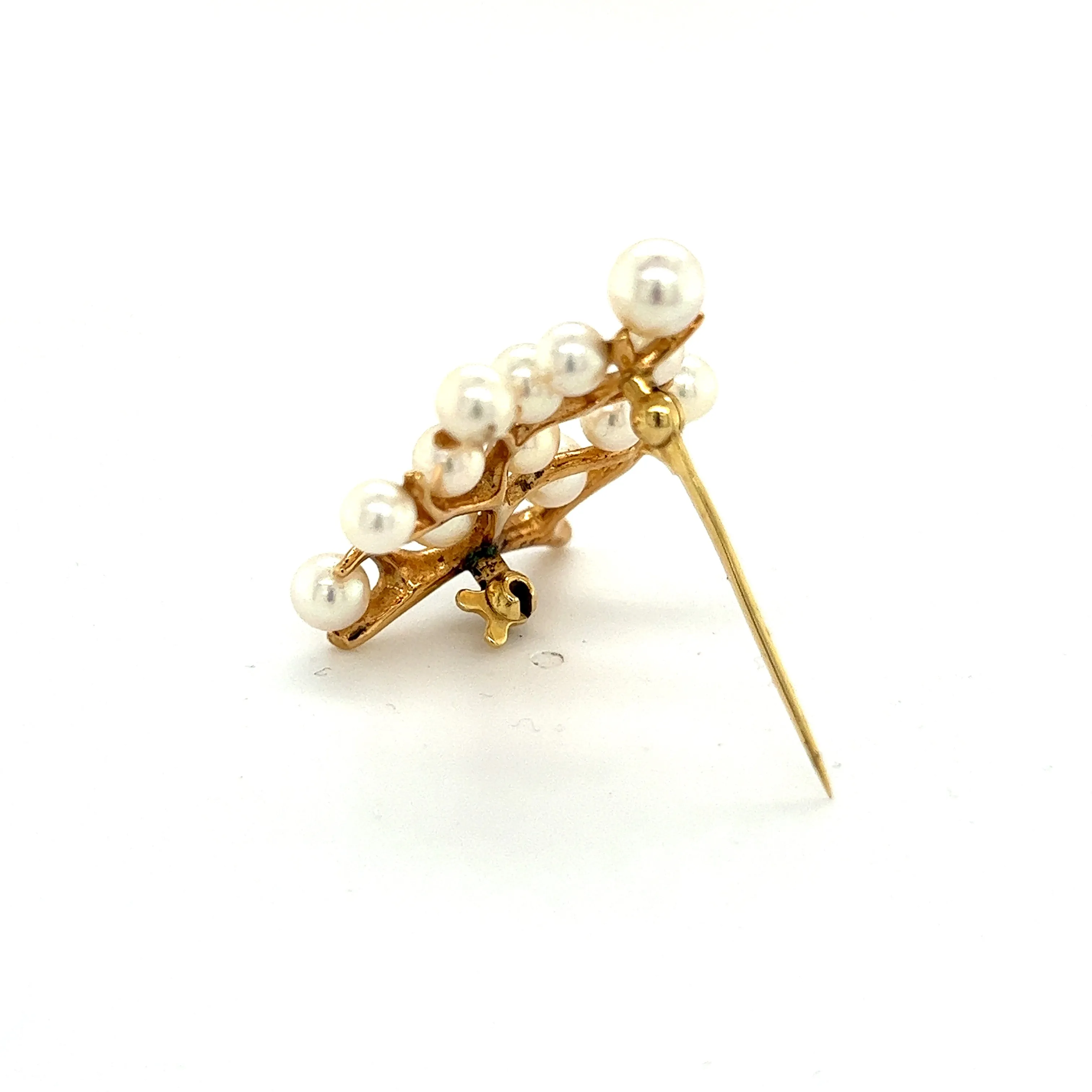 Mikimoto Estate Akoya Pearl Tree of Life Brooch 14k Gold M310