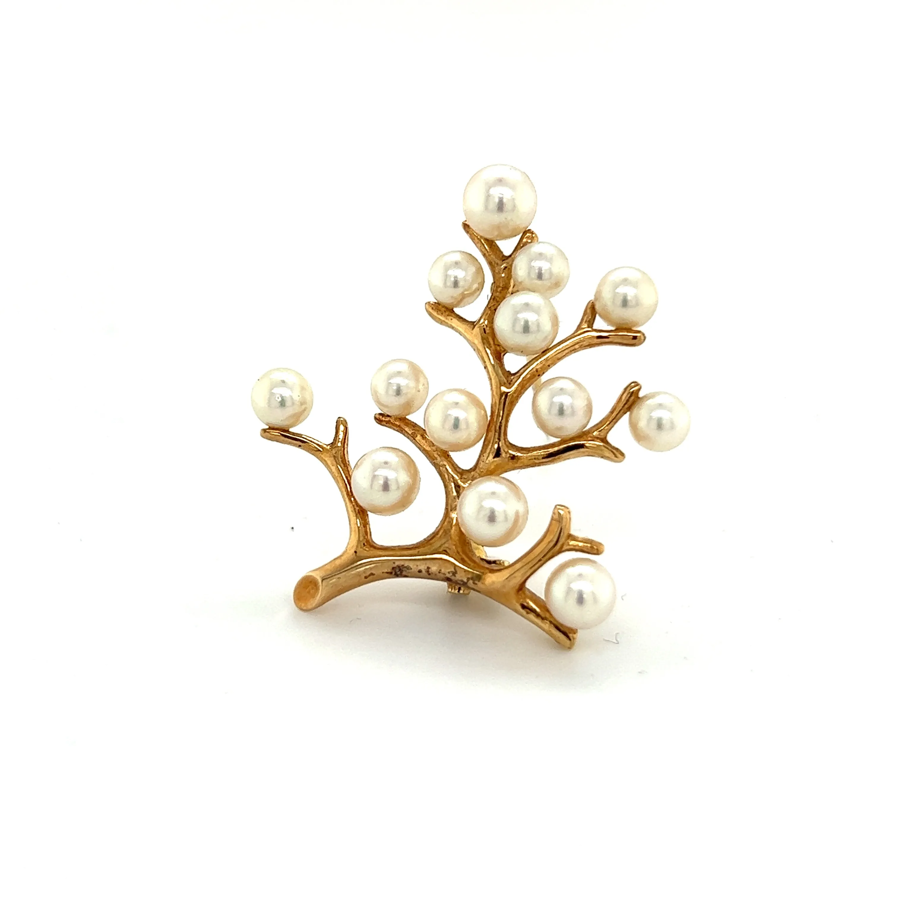 Mikimoto Estate Akoya Pearl Tree of Life Brooch 14k Gold M310