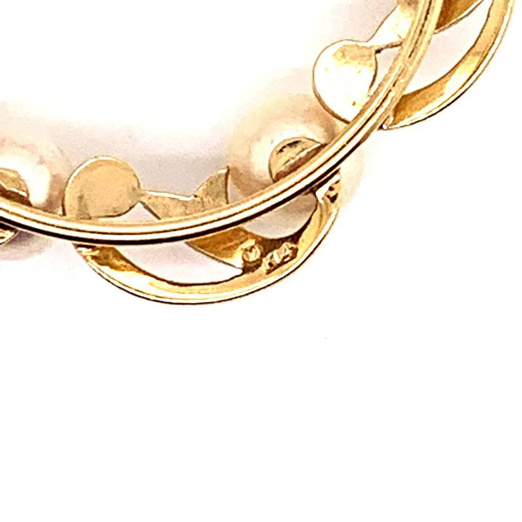 Mikimoto Estate Brooch Pin With Pearls 14k Gold 7.83 Grams 6.07 mm M129
