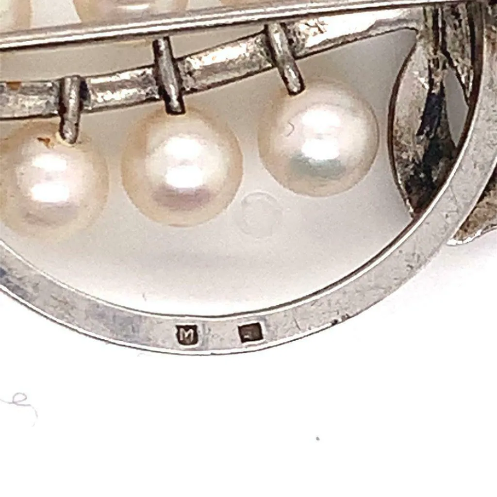 Mikimoto Estate Pin Brooch Sterling Silver 7.47 Gr 5.50 mm M164