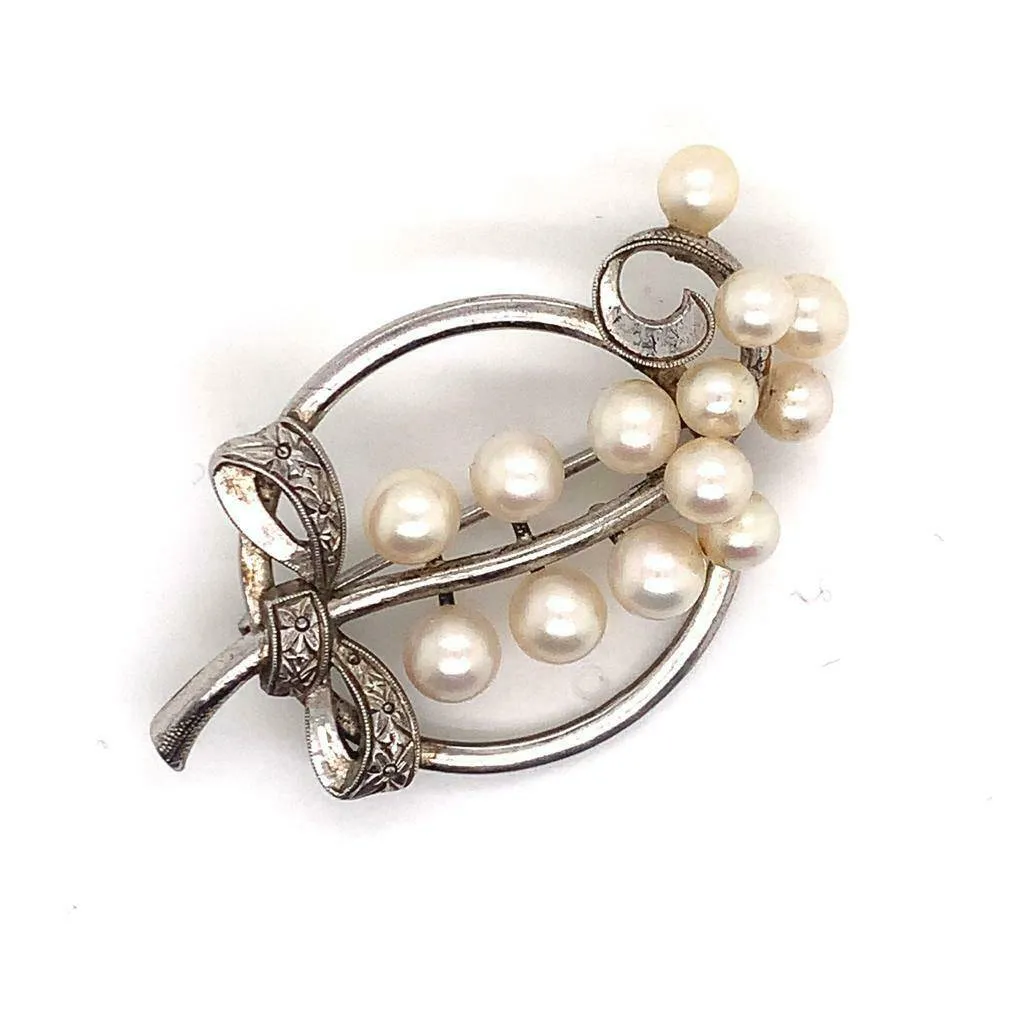 Mikimoto Estate Pin Brooch Sterling Silver 7.47 Gr 5.50 mm M164