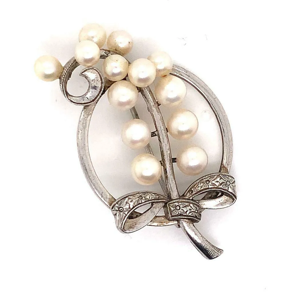 Mikimoto Estate Pin Brooch Sterling Silver 7.47 Gr 5.50 mm M164