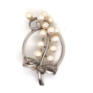 Mikimoto Estate Pin Brooch Sterling Silver 7.47 Gr 5.50 mm M164