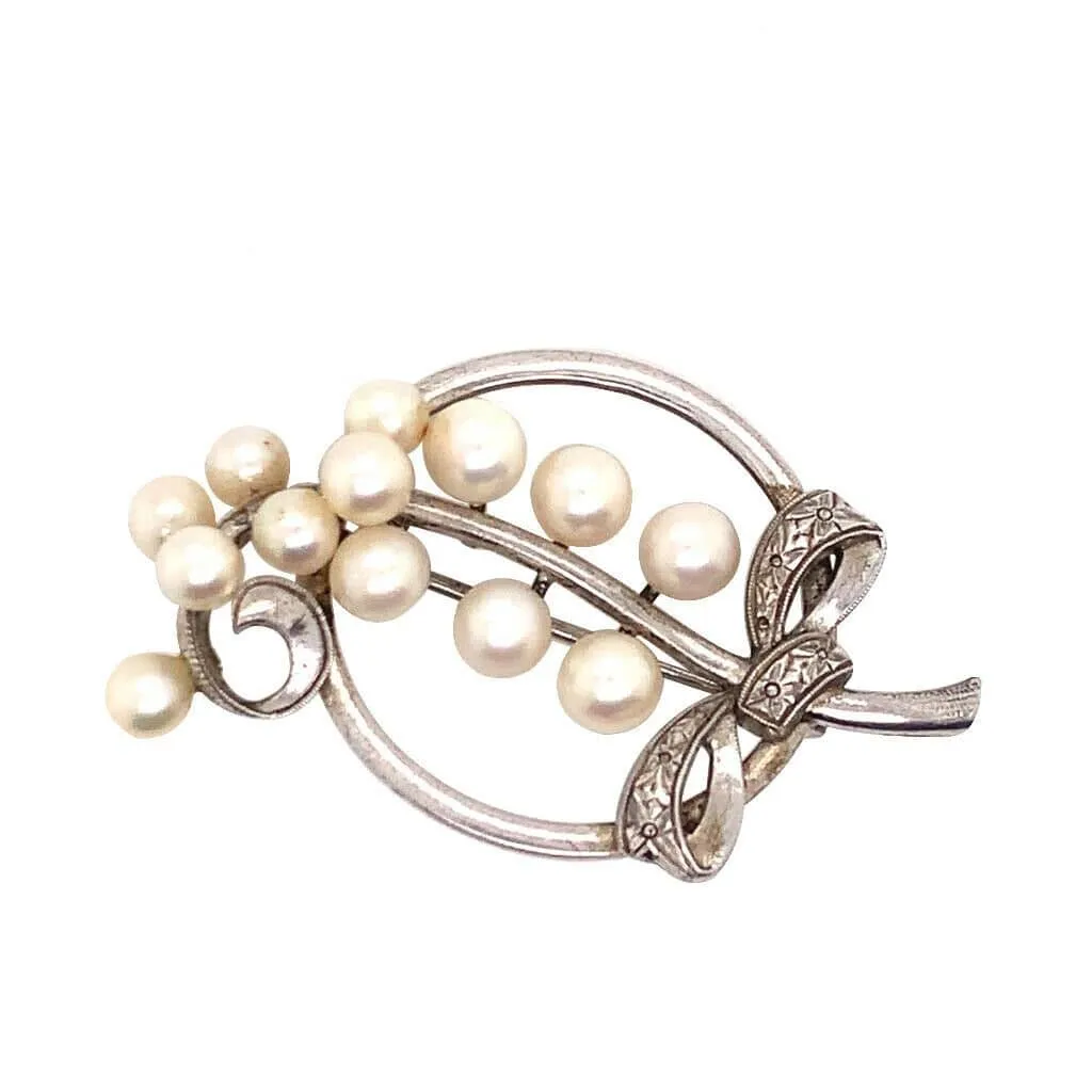 Mikimoto Estate Pin Brooch Sterling Silver 7.47 Gr 5.50 mm M164
