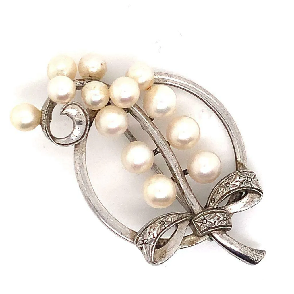 Mikimoto Estate Pin Brooch Sterling Silver 7.47 Gr 5.50 mm M164