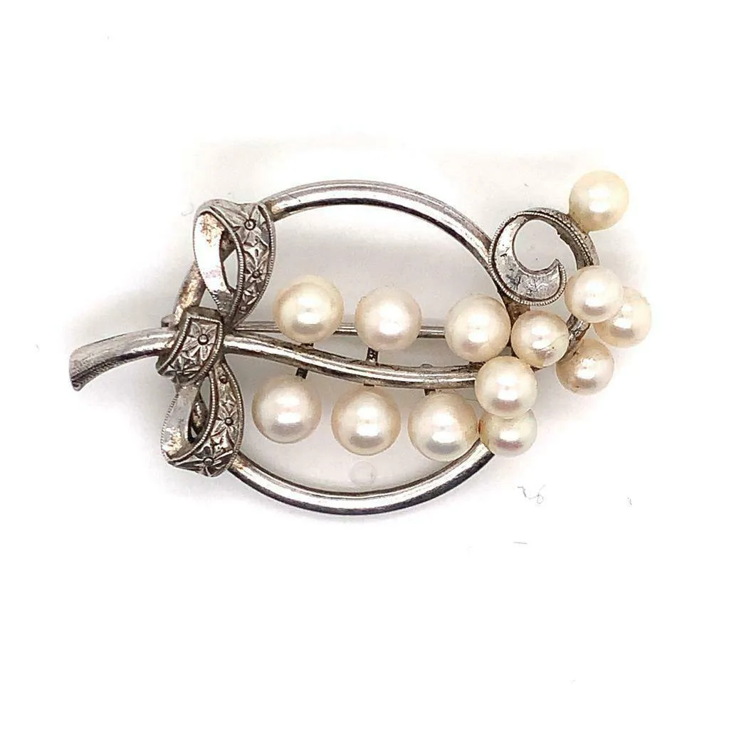 Mikimoto Estate Pin Brooch Sterling Silver 7.47 Gr 5.50 mm M164