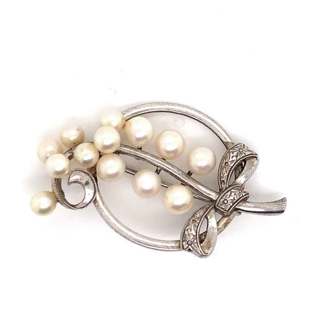 Mikimoto Estate Pin Brooch Sterling Silver 7.47 Gr 5.50 mm M164