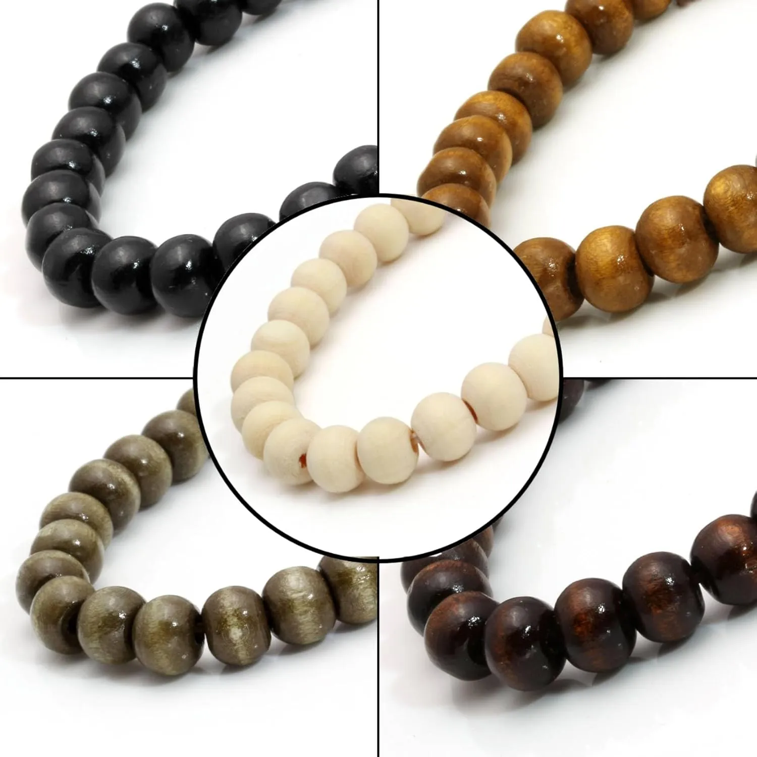 MILAKOO 5 Pcs Wooden Beaded Bracelet Bangle for Men and Women Elastic