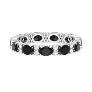 Minimal Black Onyx and Diamond Eternity Band Ring