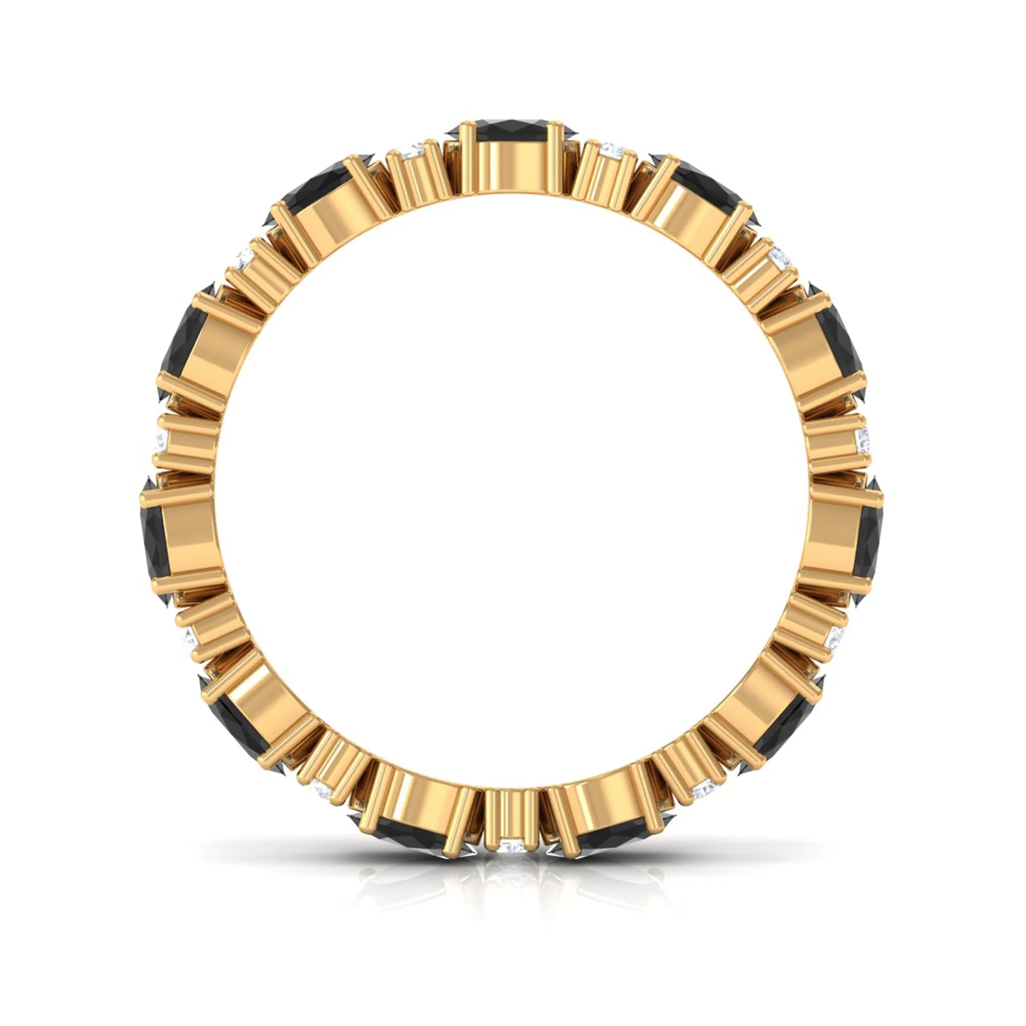 Minimal Black Onyx and Diamond Eternity Band Ring