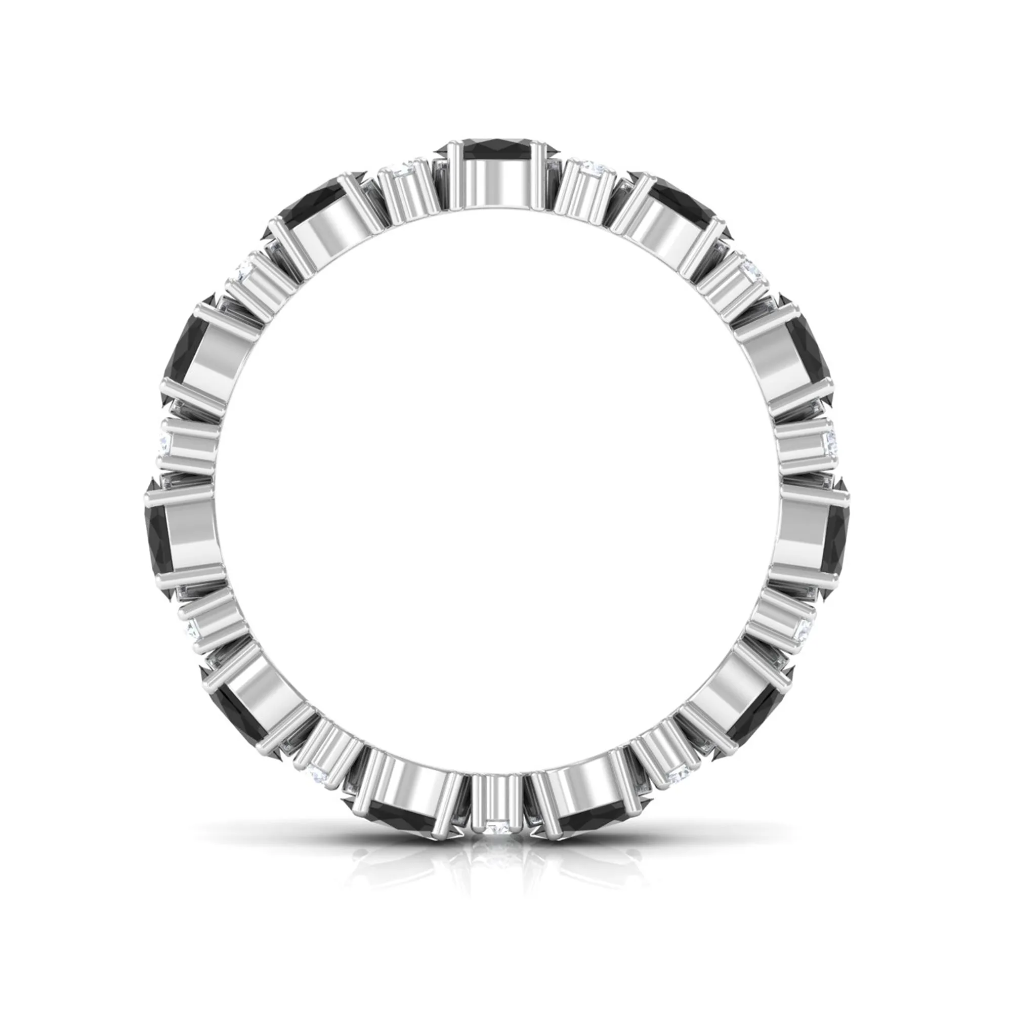 Minimal Black Onyx and Diamond Eternity Band Ring
