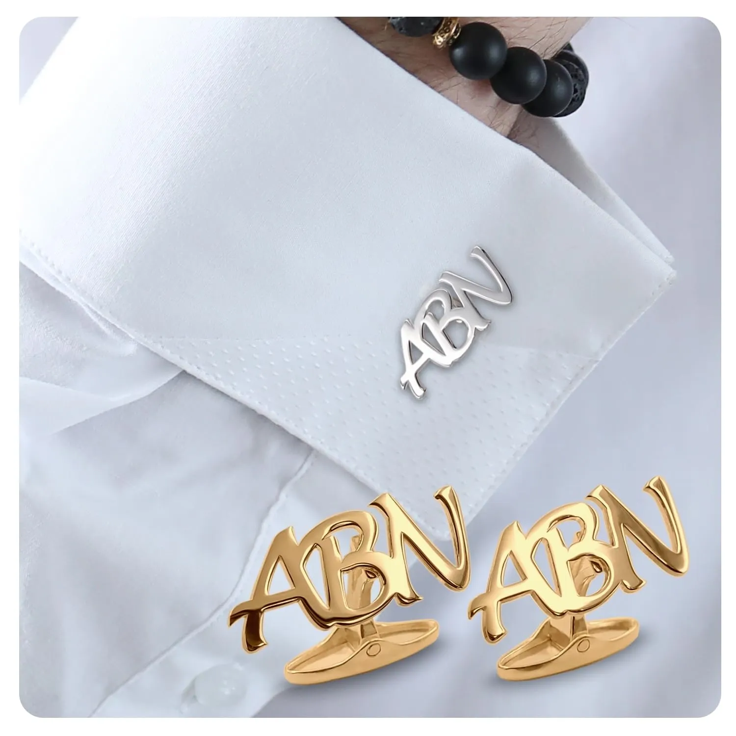 Monogram cufflinks - Monogrammed cuff links for Men - Silver gold letter Cufflinks - Personalized gift for Wedding or Anniversary