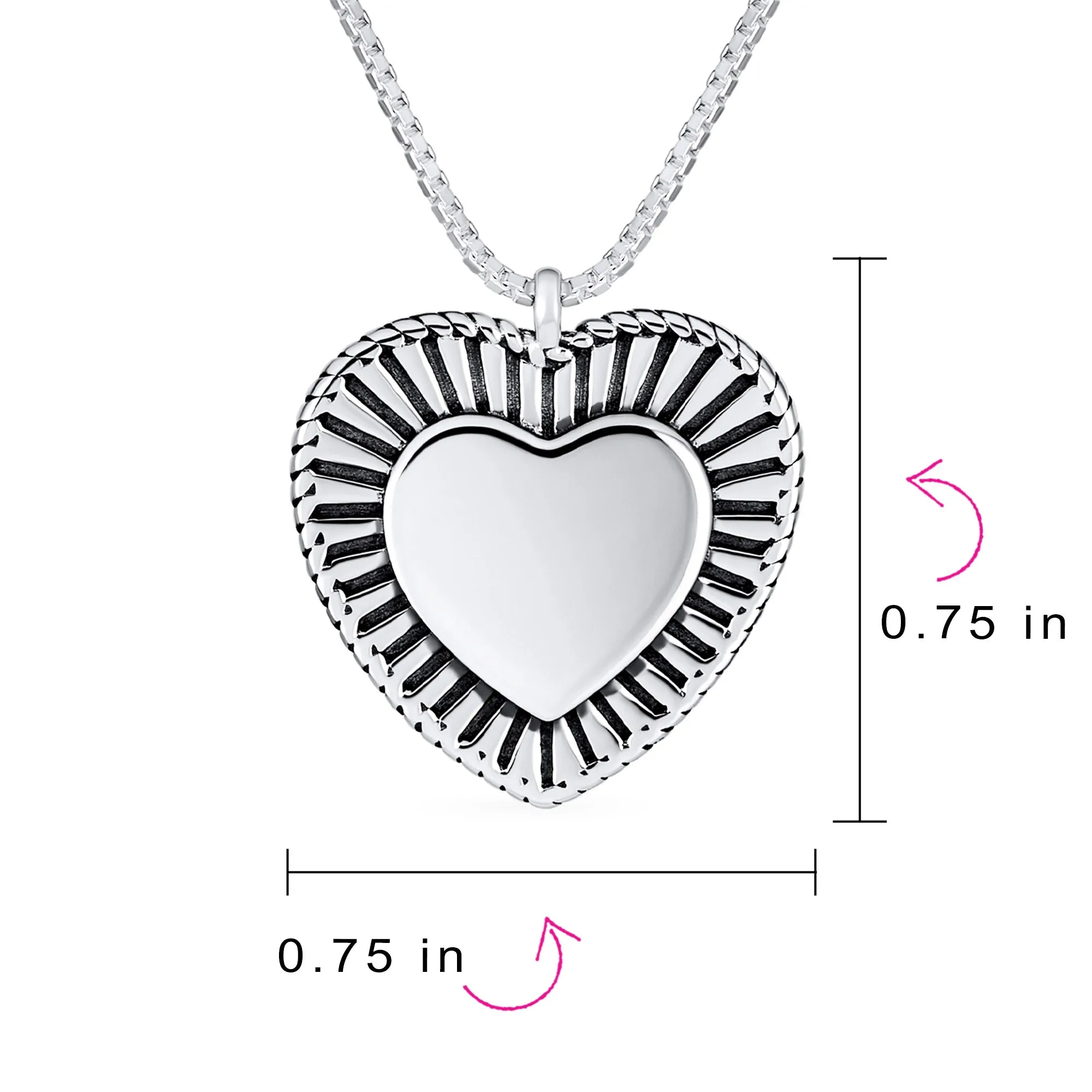 Monogram Initial A-Z Vintage Hearts Pendant Necklace Sterling Silver 16-18 Inch