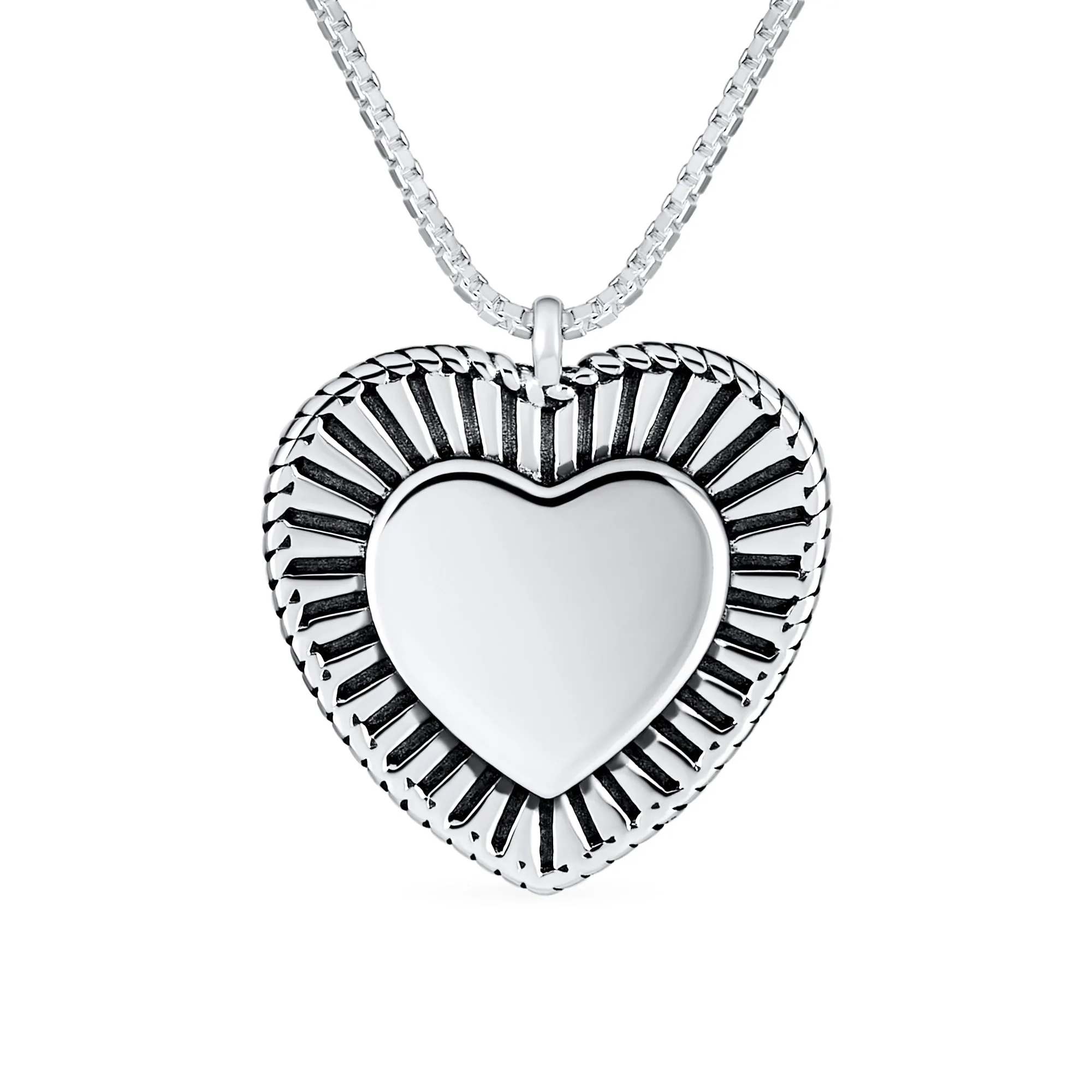 Monogram Initial A-Z Vintage Hearts Pendant Necklace Sterling Silver 16-18 Inch