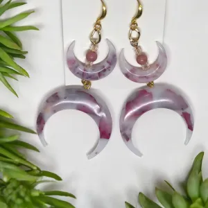Moon Rose milk Bohemian Earrings