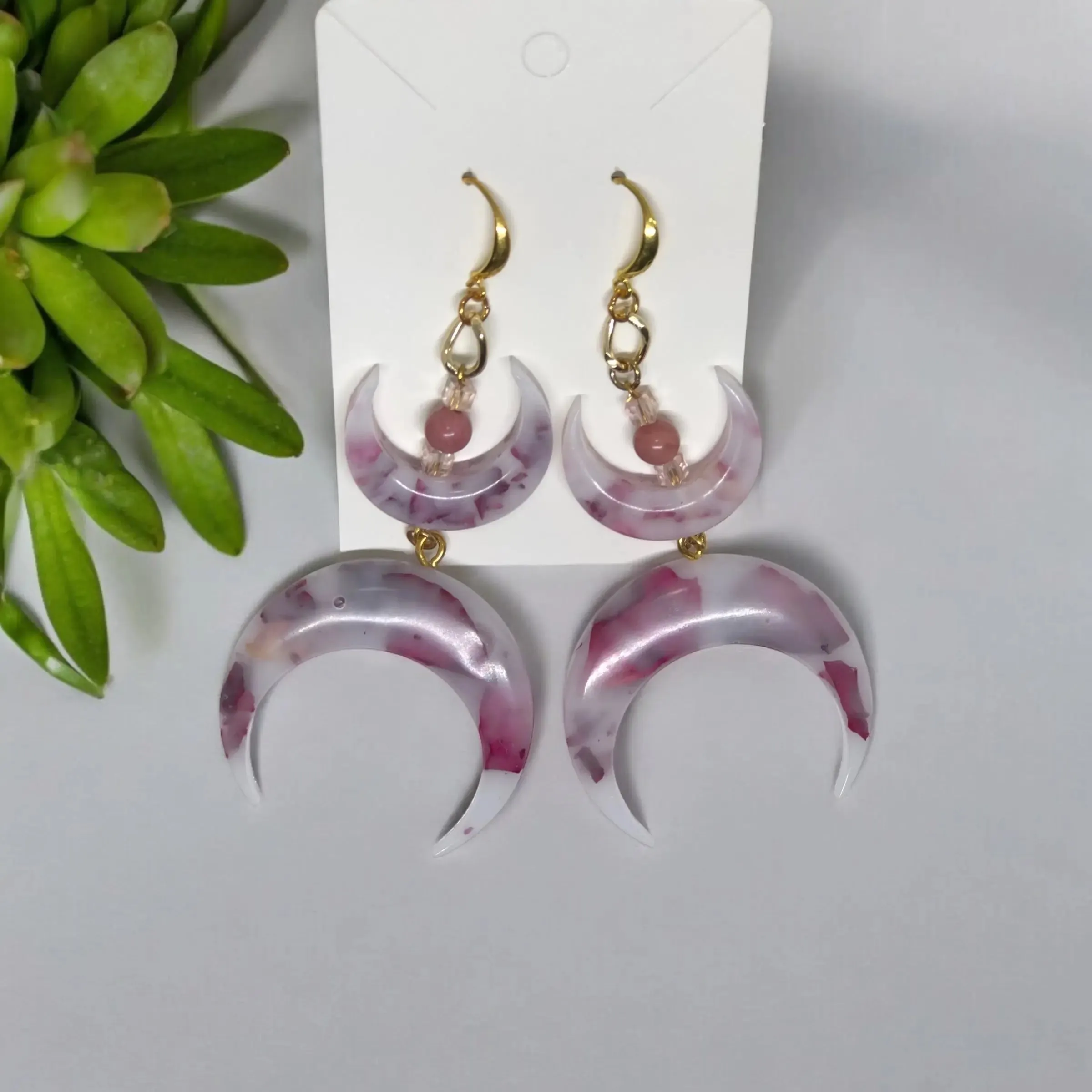 Moon Rose milk Bohemian Earrings