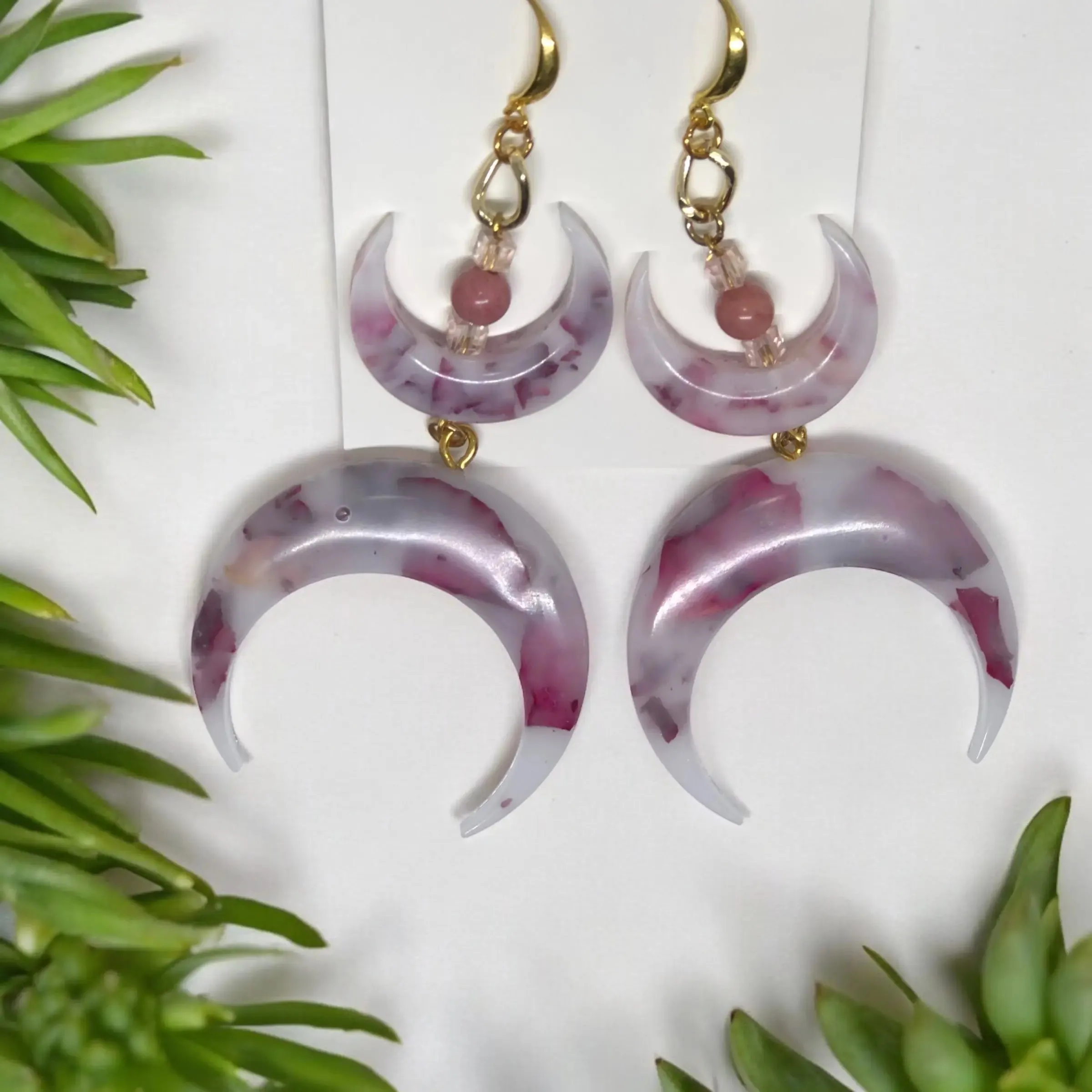 Moon Rose milk Bohemian Earrings