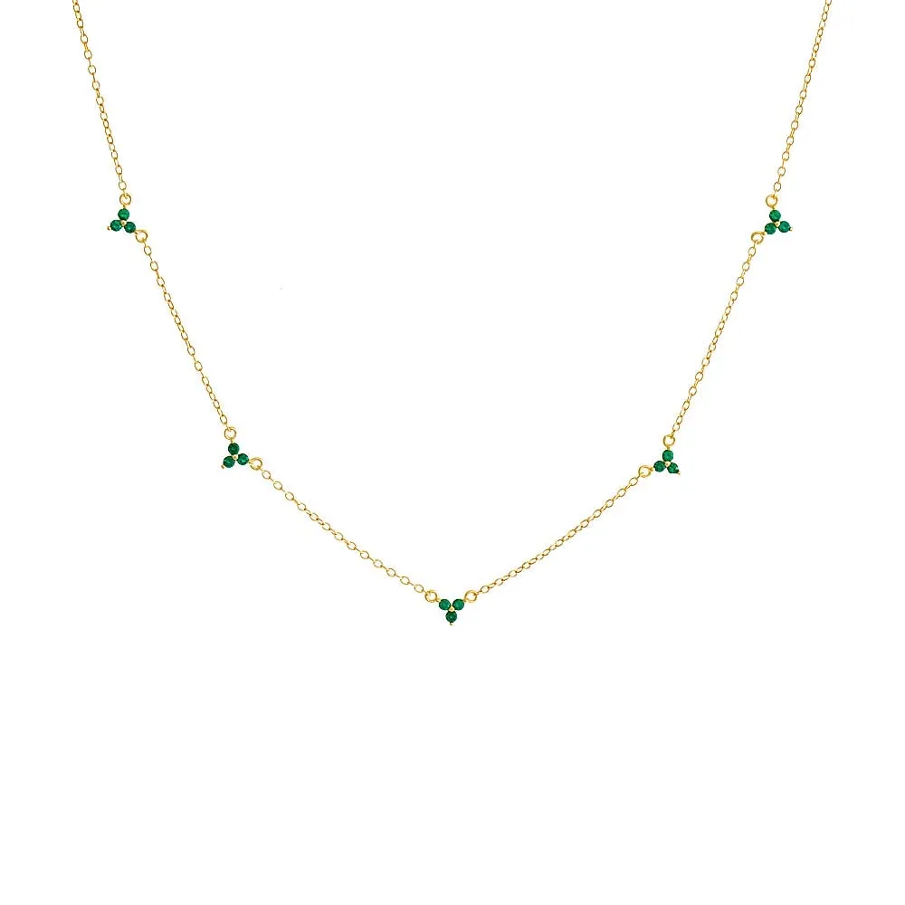 Multi Trio Cluster Necklace Emerald