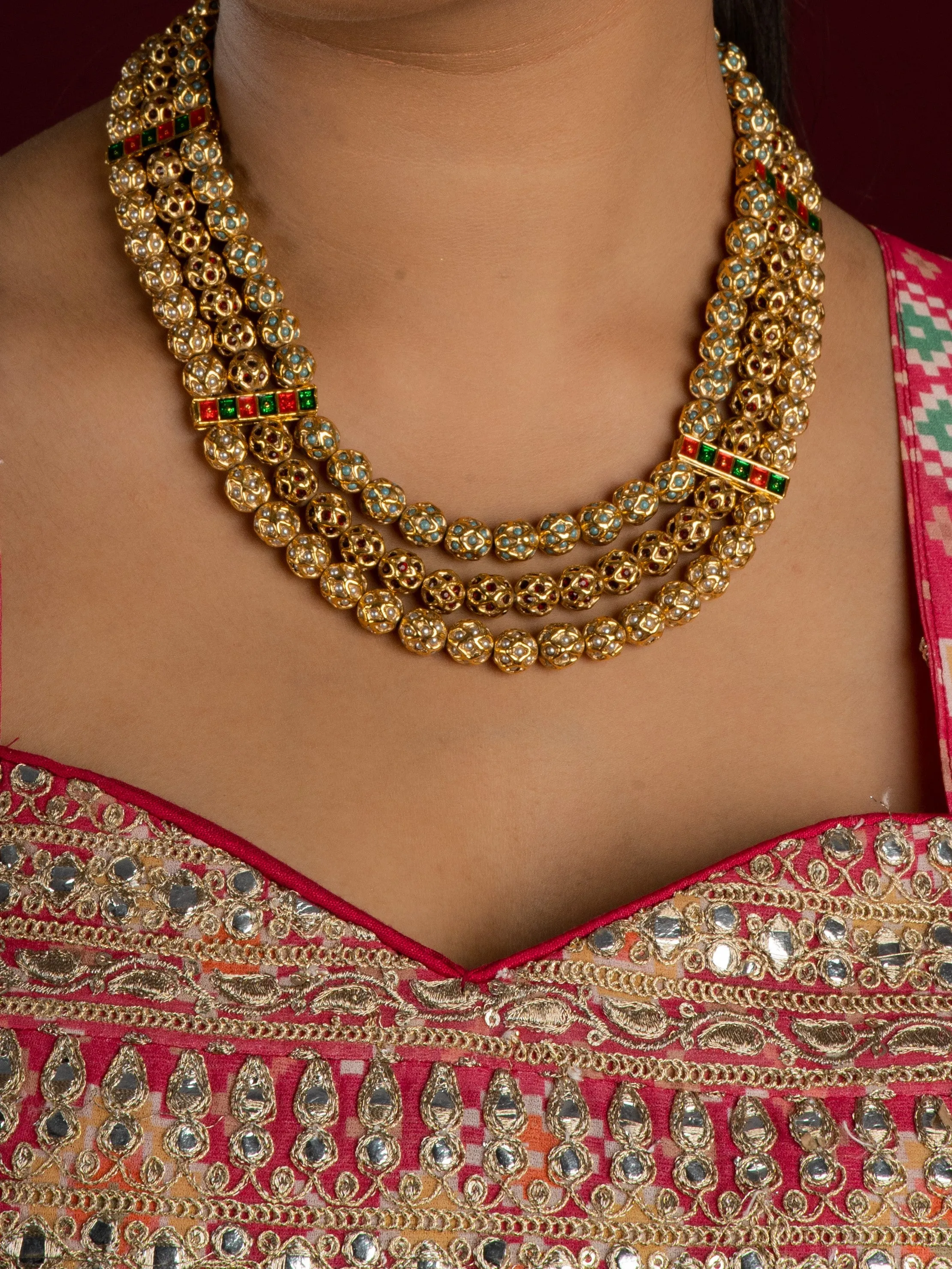 Multilayer Jadau Sonamoti Necklace