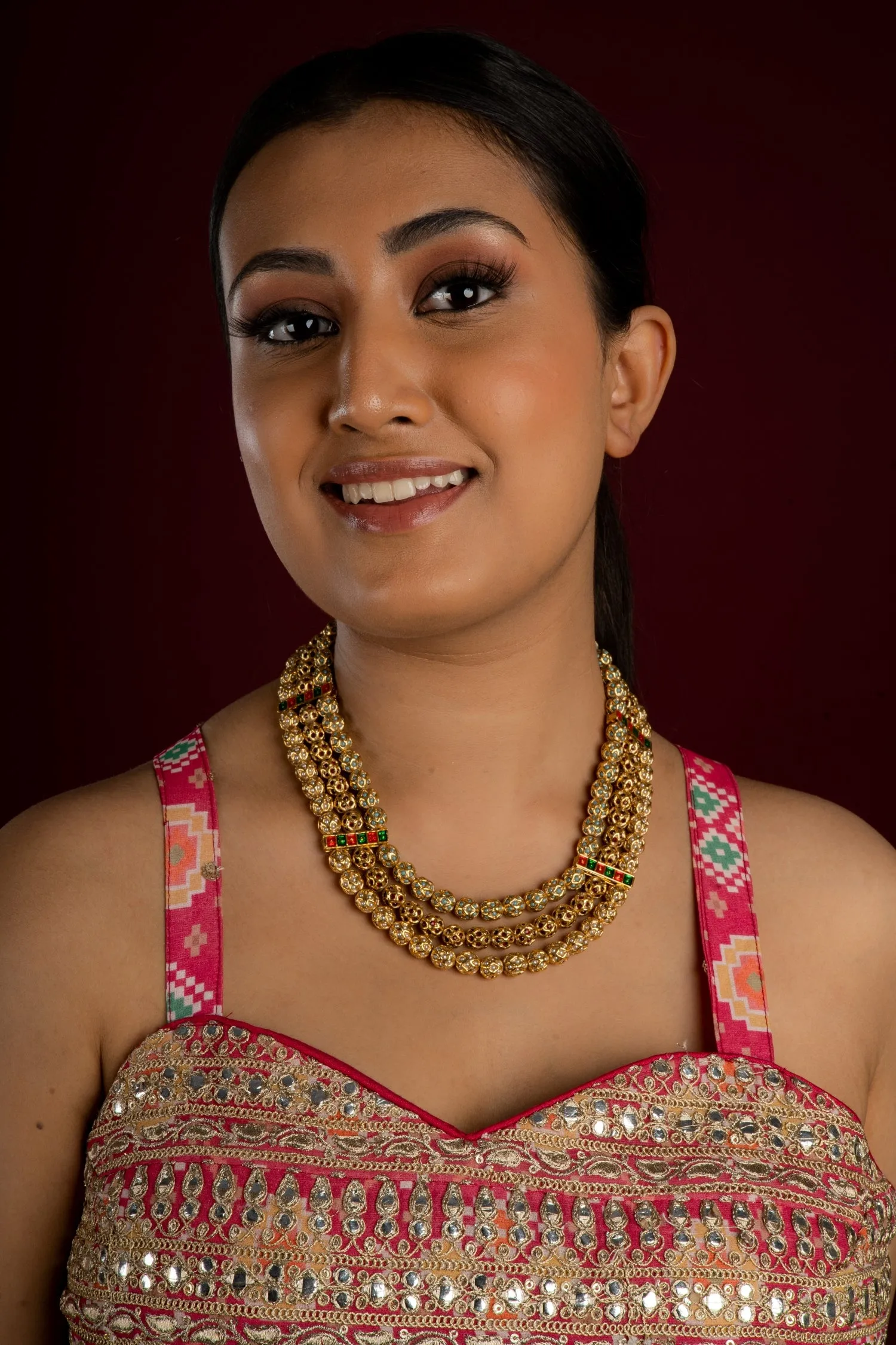 Multilayer Jadau Sonamoti Necklace