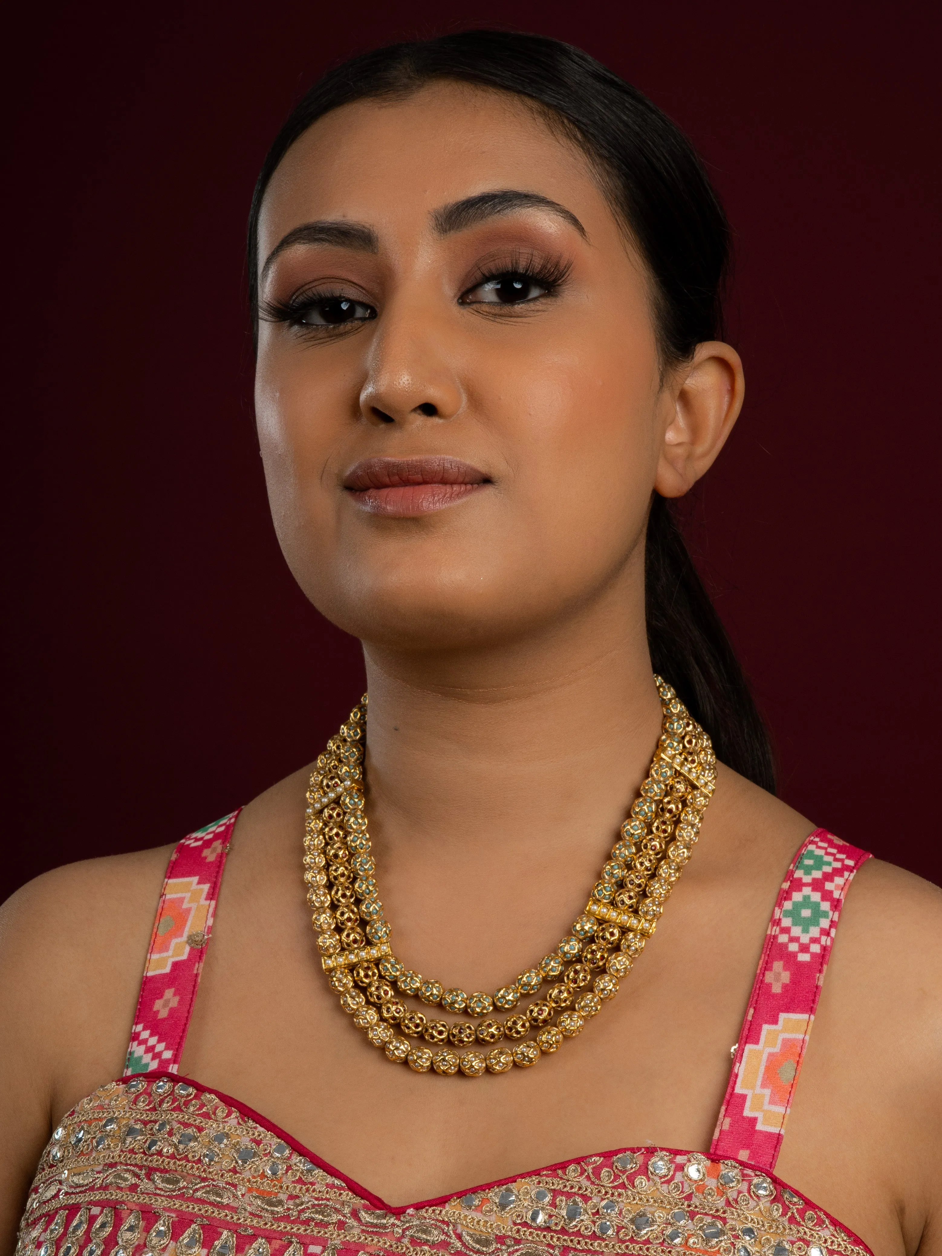 Multilayer Jadau Sonamoti Necklace