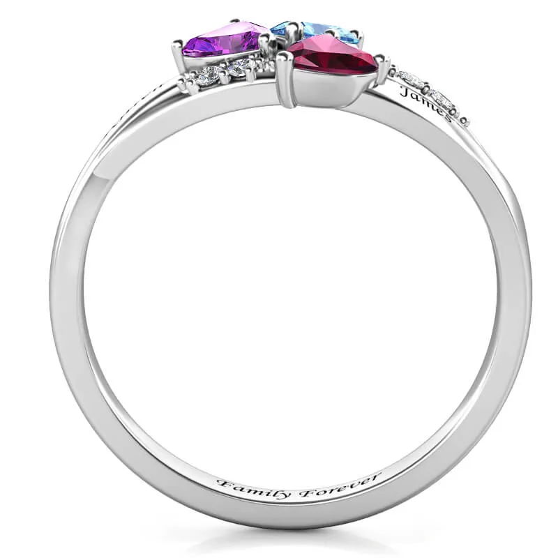 Mum's Personalised Ring, Birthstone Ring with Name, Engraved Ring