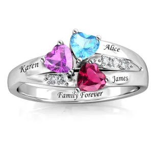 Mum's Personalised Ring, Birthstone Ring with Name, Engraved Ring