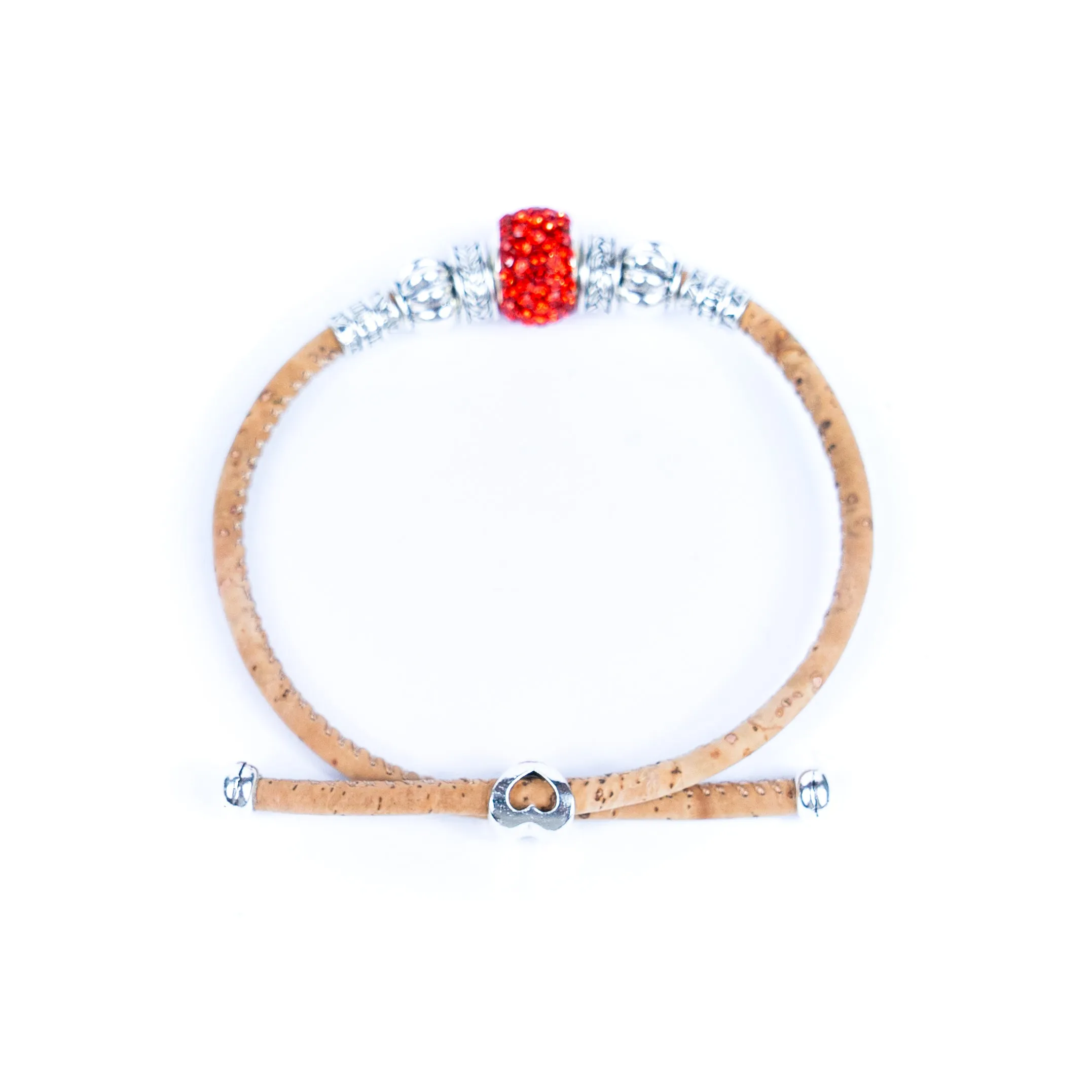 Natural cork thread and colorful shiny beads handmade women's bracelet BR-003-MIX-10