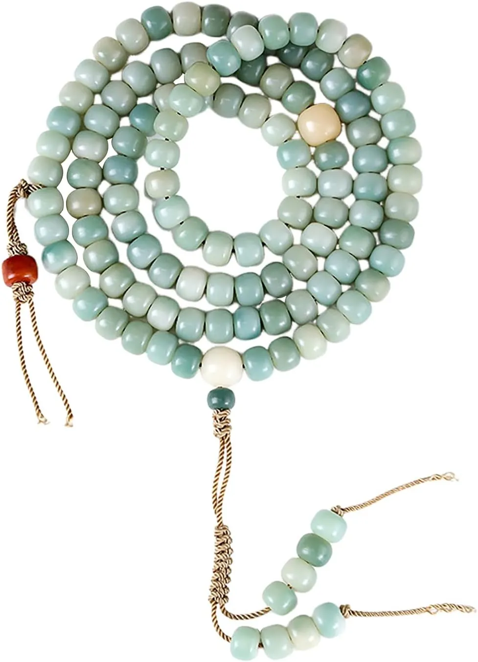 Natural Green Bodhi Seed 108 Mala Beads Bracelet for Women Buddhist Prayer Beads Necklace Meditation Mala